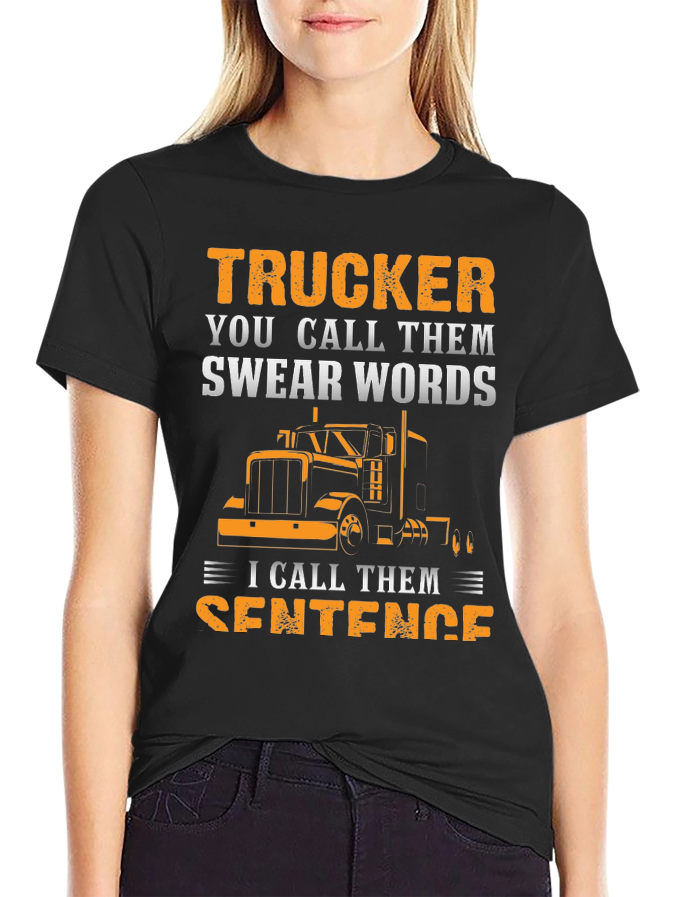 Black Trucker Swear Words T-Shirt view 2
