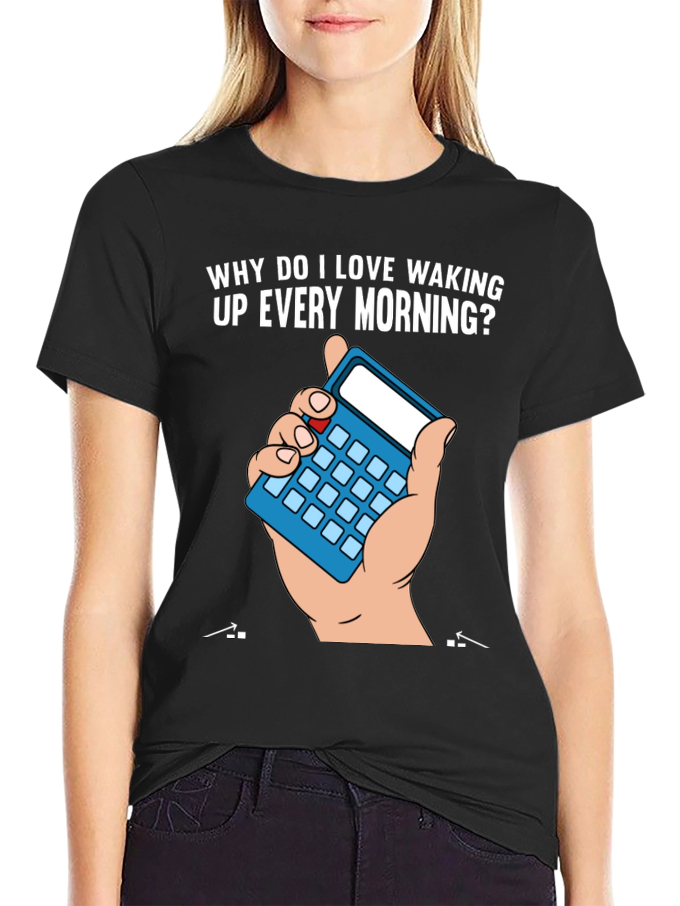 Black Funny Math Joke T-Shirt - Why I Love Waking Up view 2