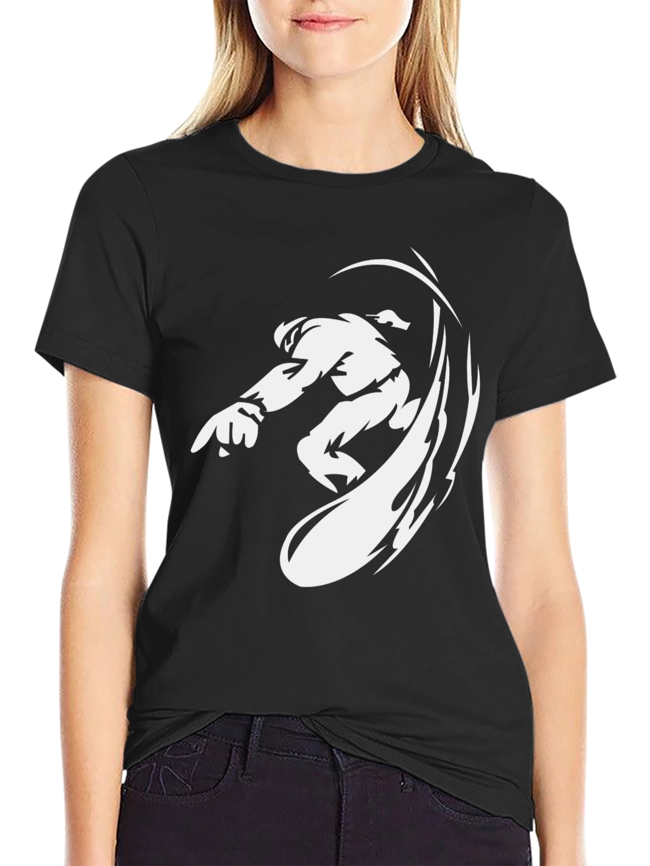 Black Black Graphic Tee - Anime Fighter Design view 2