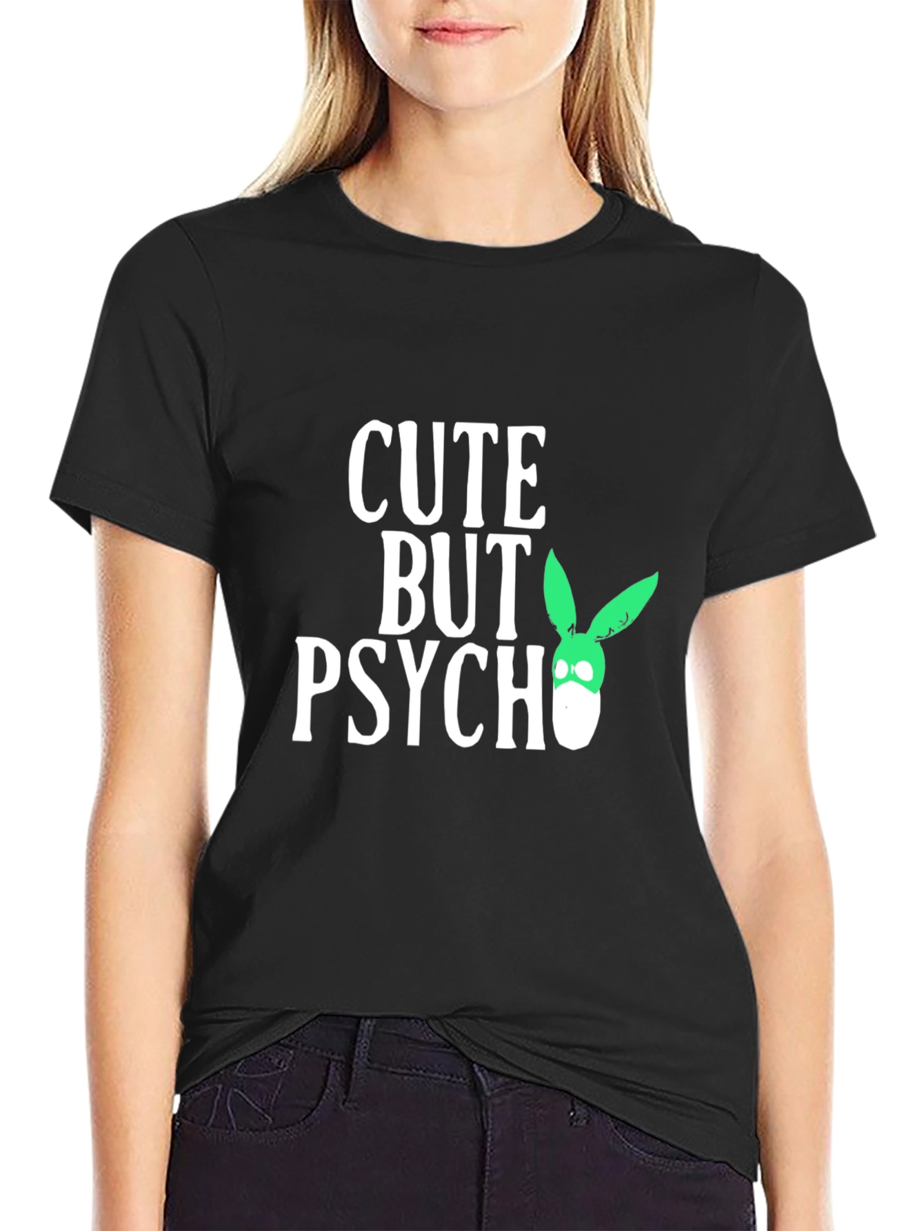 Black Cute But Psycho Bunny Graphic Tee - Black view 2