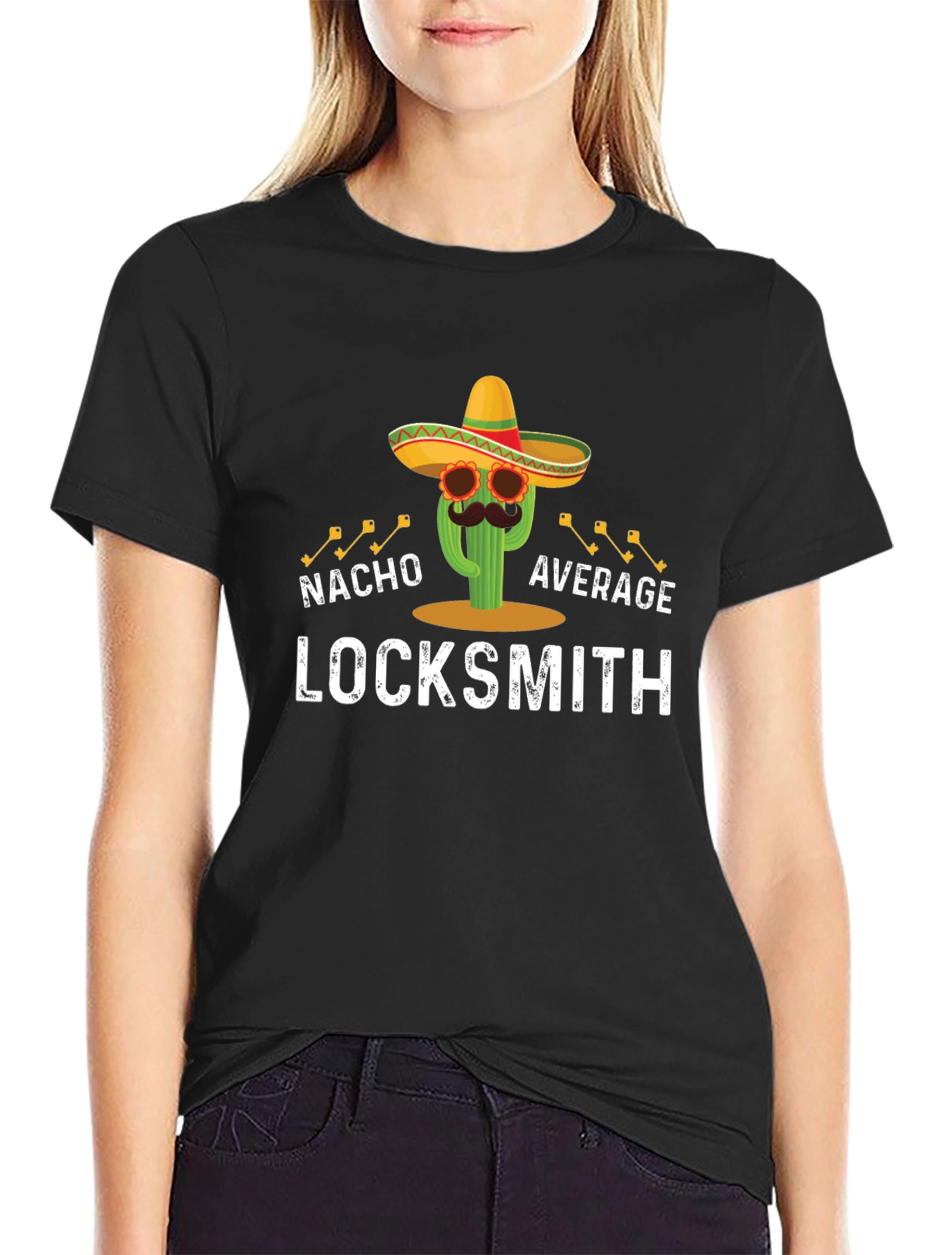 Black Nacho Average Locksmith T-Shirt view 2