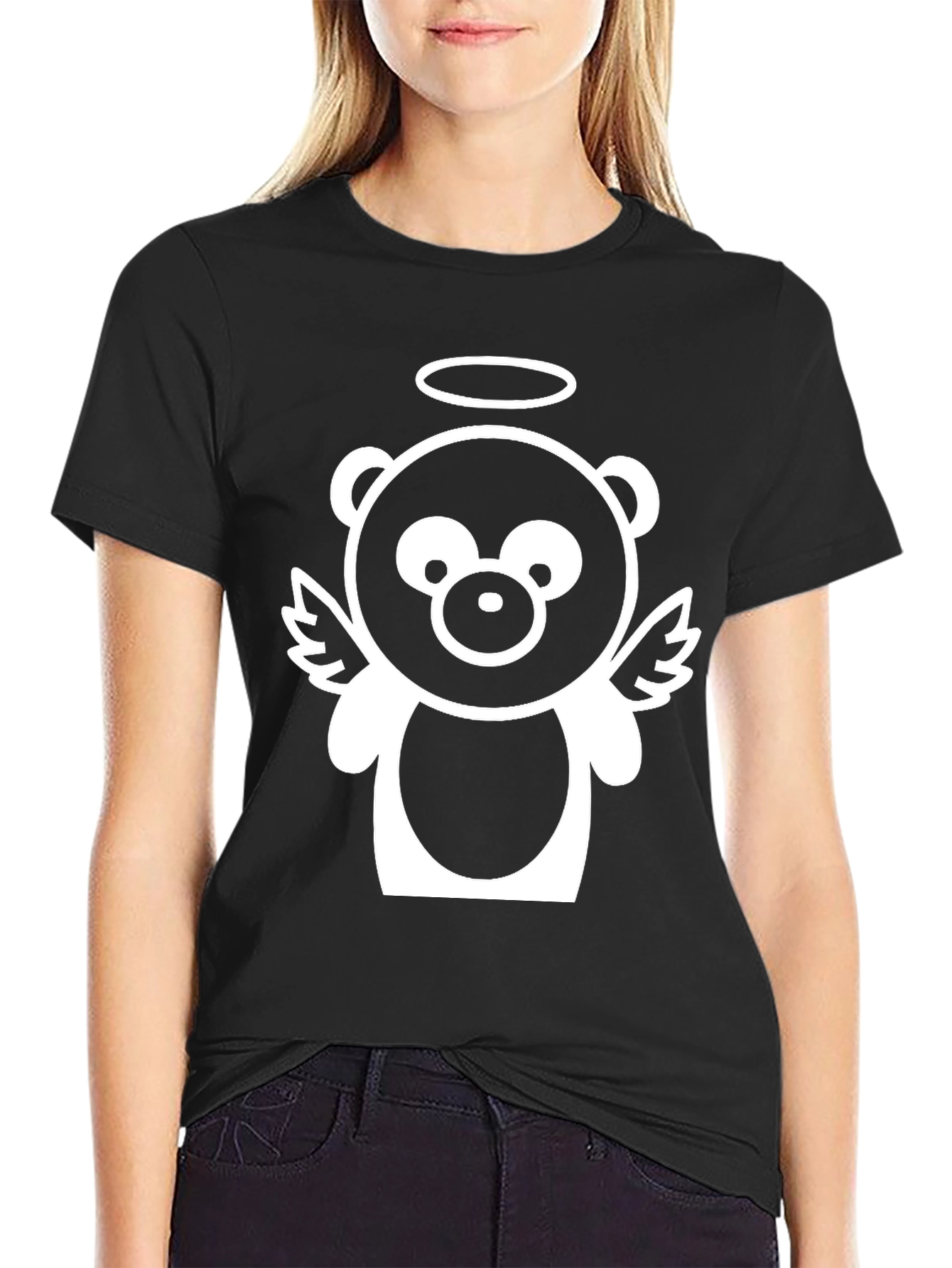 Black Angel Bear Graphic T-Shirt view 2