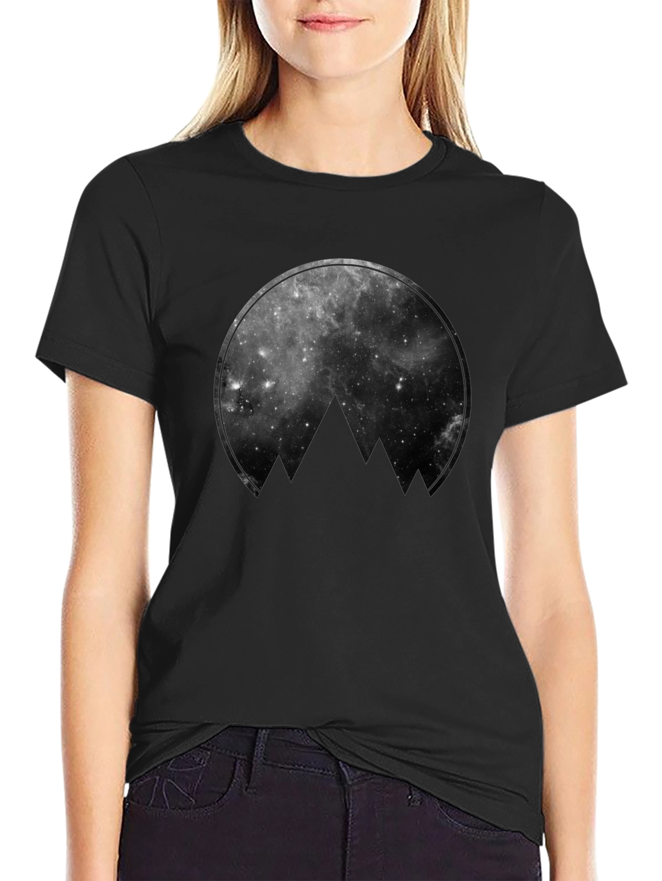 Black Cosmic Mountain Black Graphic Tee view 2