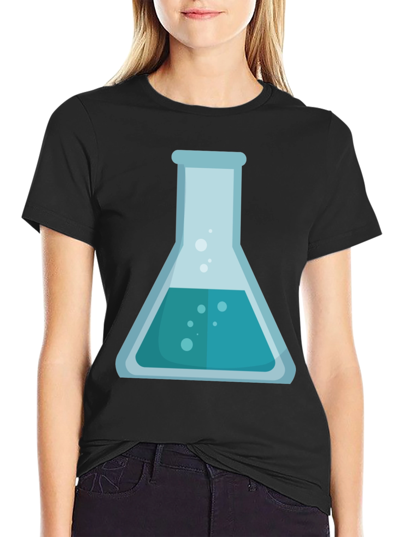 Black Science Beaker Graphic T-Shirt - Chemistry Lab Style Tee view 2