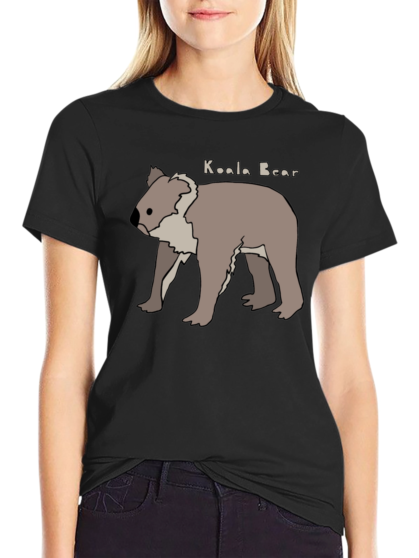 Black Koala Bear Graphic Print Tee - Casual Style view 2
