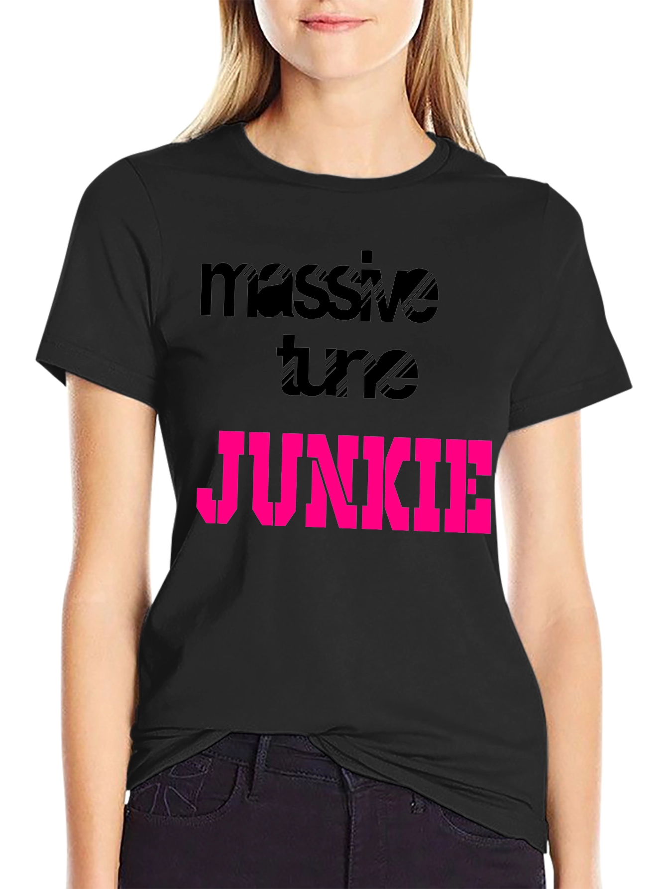 Black Massive Tune Junkie Black Graphic T-Shirt view 2