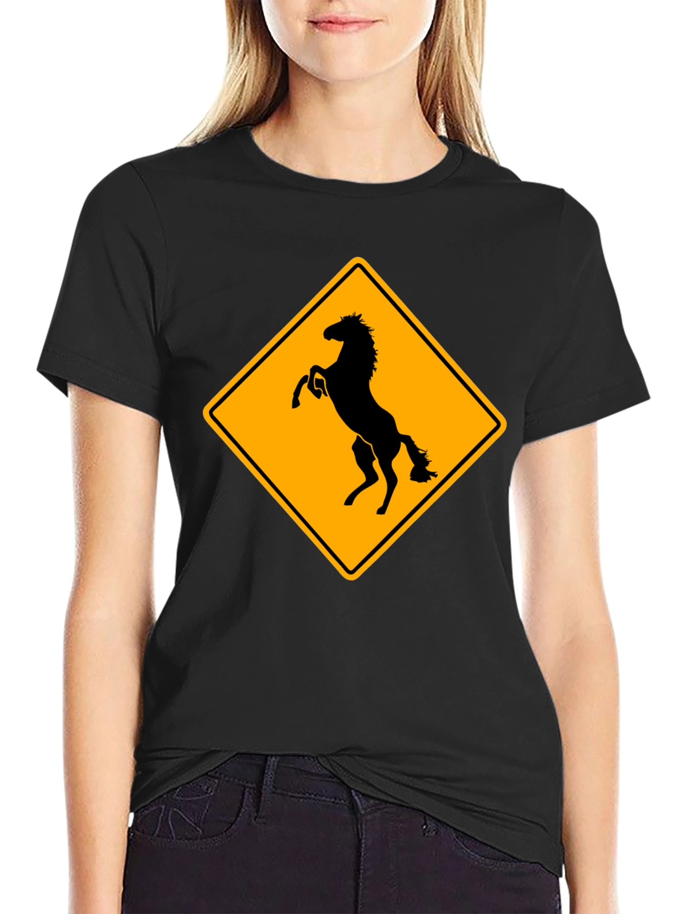 Black Horse Crossing T-Shirt - Black view 2