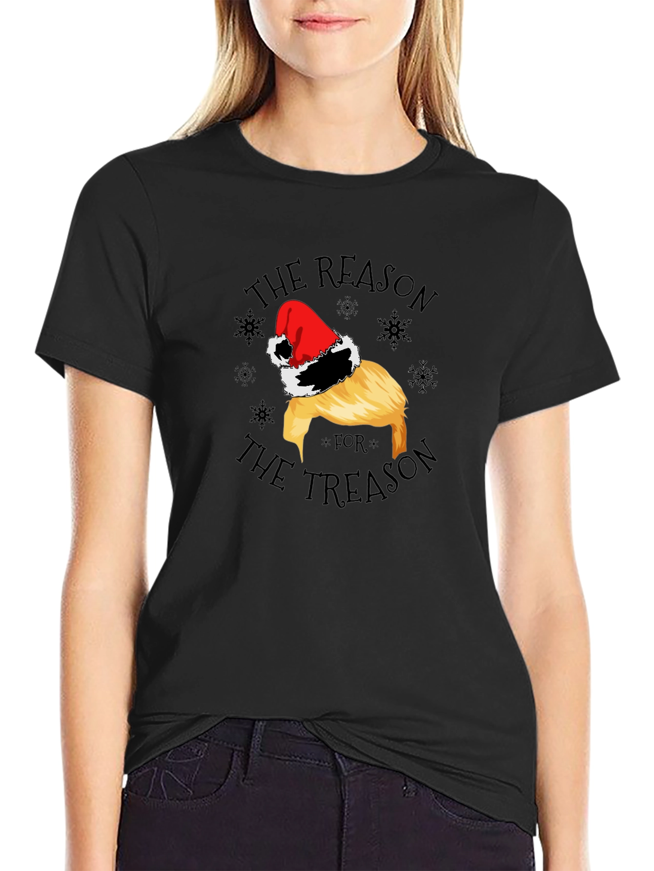 Black Reason for Treason Trump Santa Hat Tee view 2