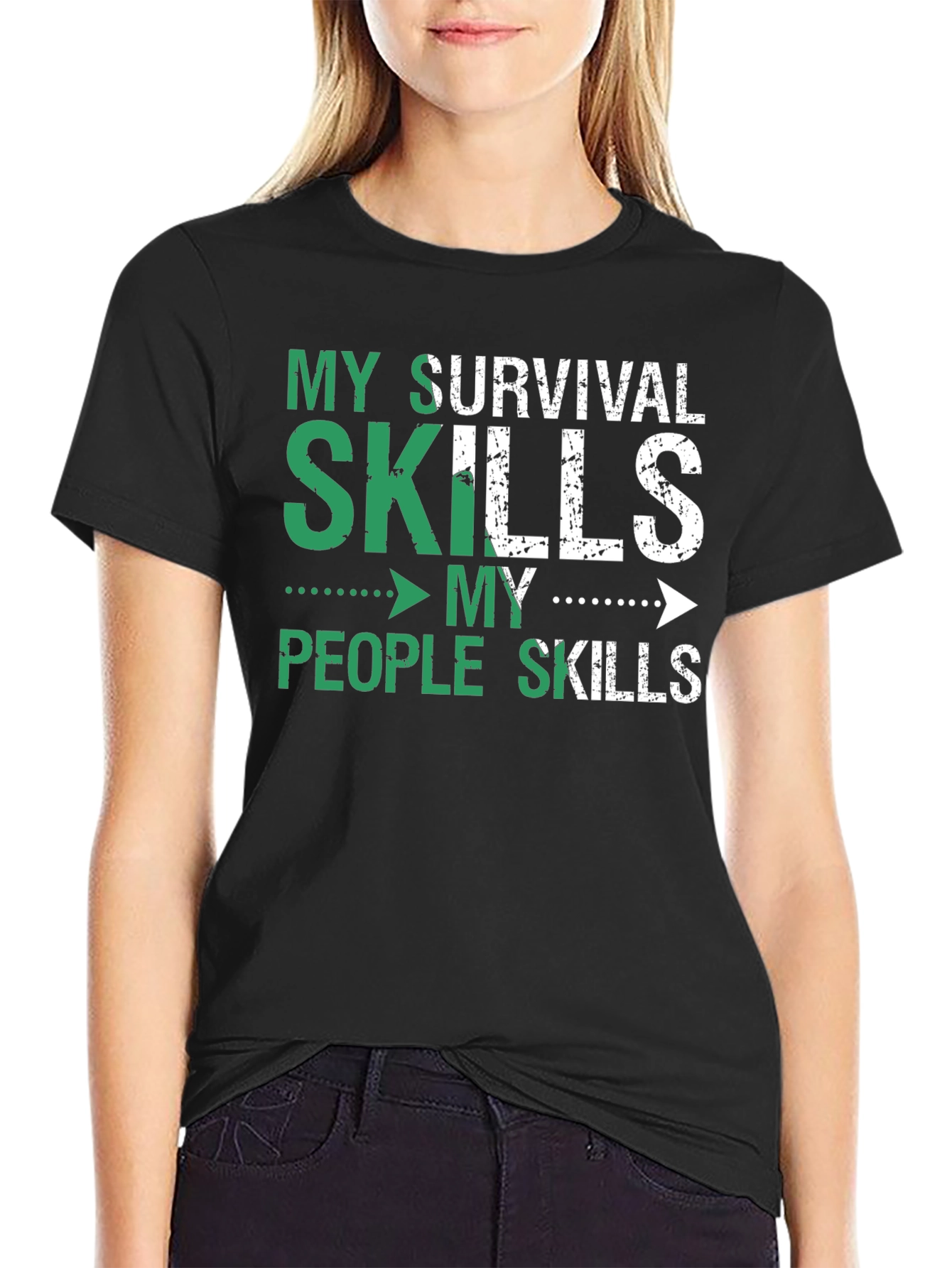 Black Survival Skills T-Shirt - Humorous Graphic Tee view 2