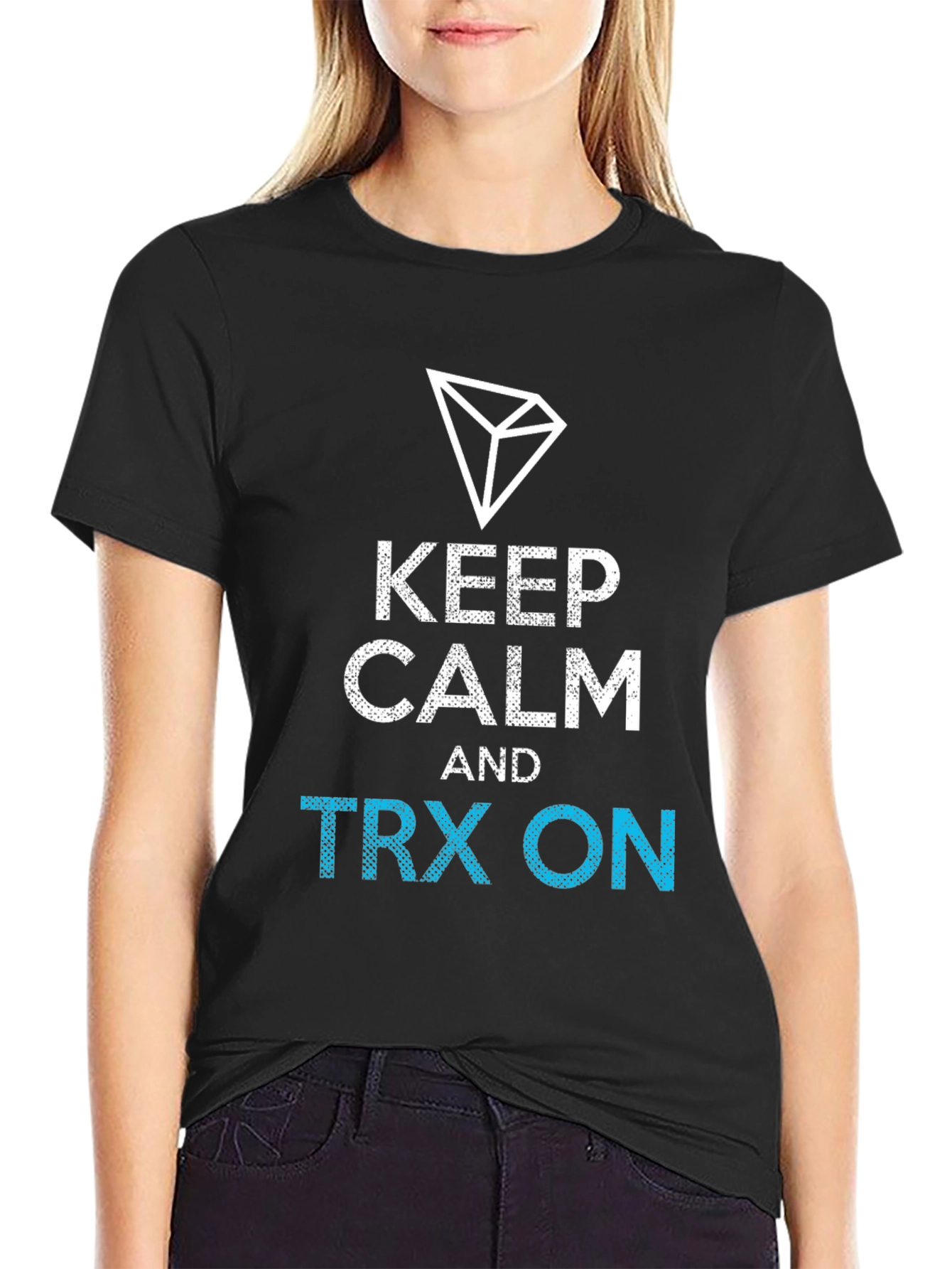 Black Keep Calm TRX On Black T-Shirt view 2