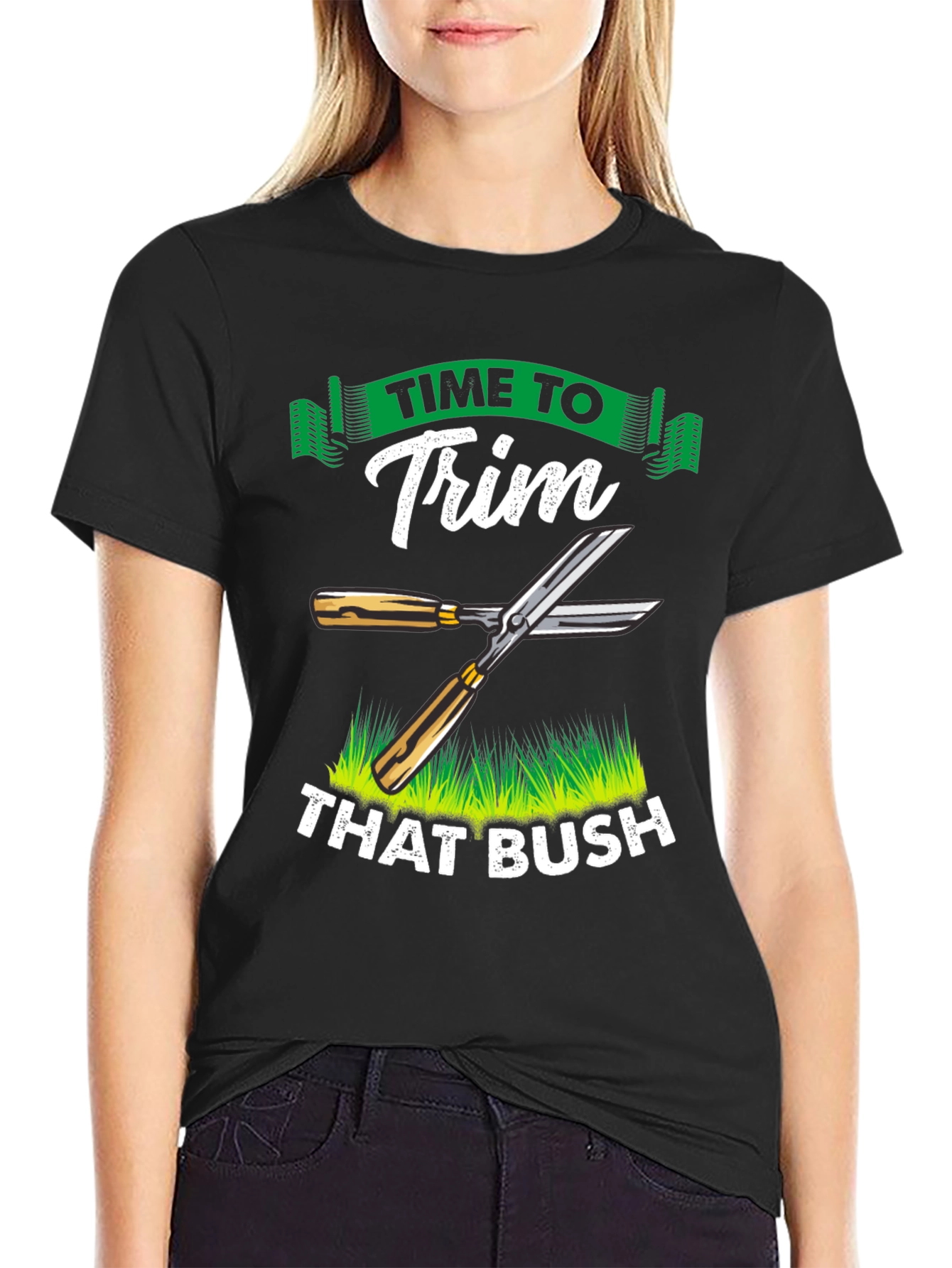 Black Time To Trim That Bush T-Shirt Funny view 2