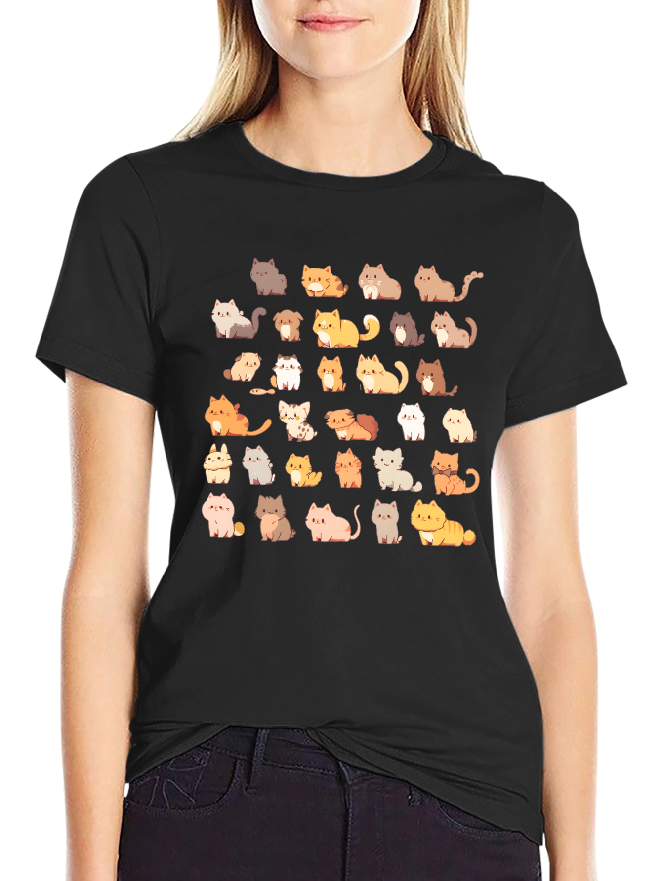 Black Cat Lover T-Shirt - Cute Cartoon Cats view 2