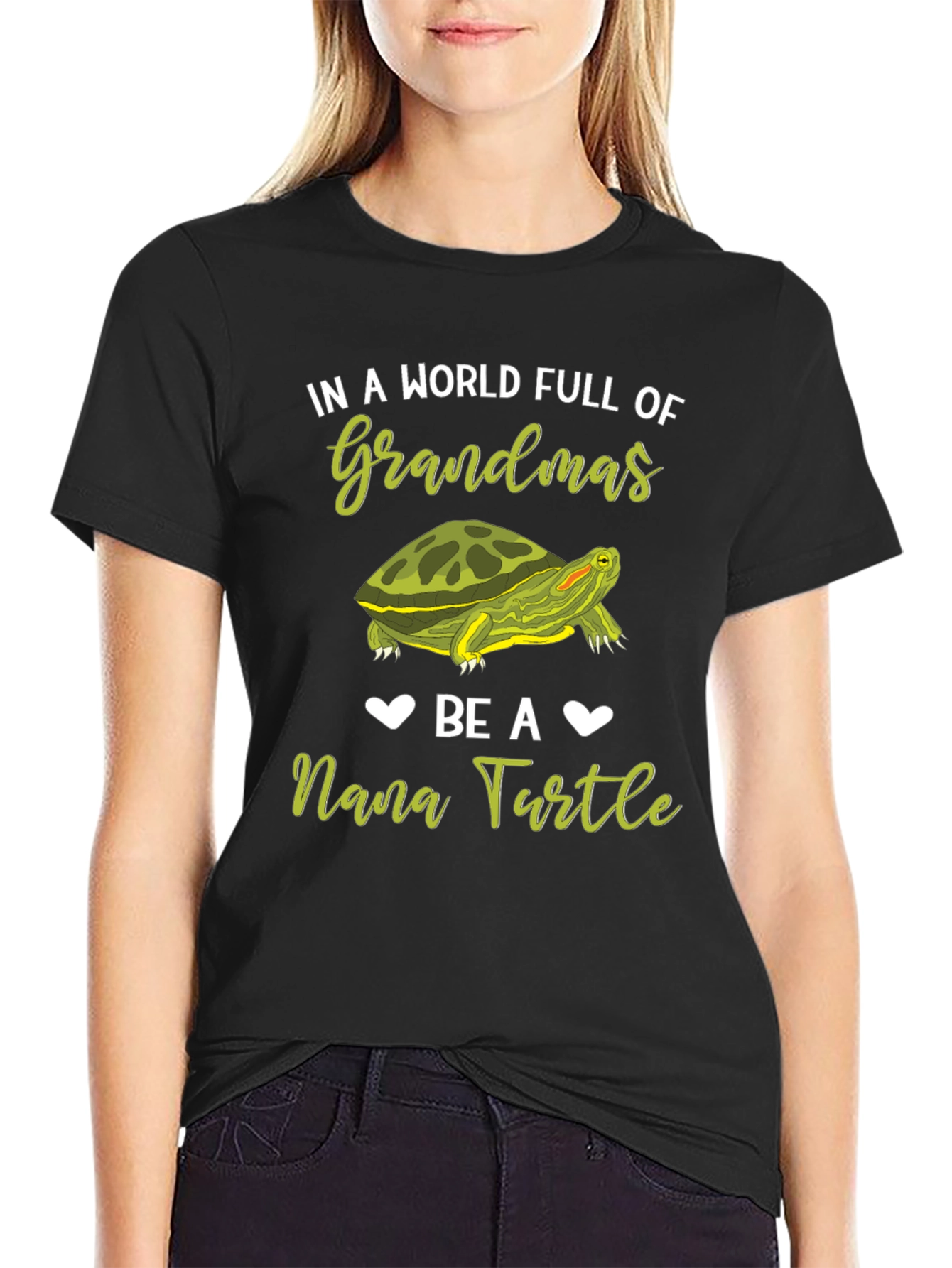 Black Nana Turtle T-Shirt - Grandmas World Gift Tee view 2