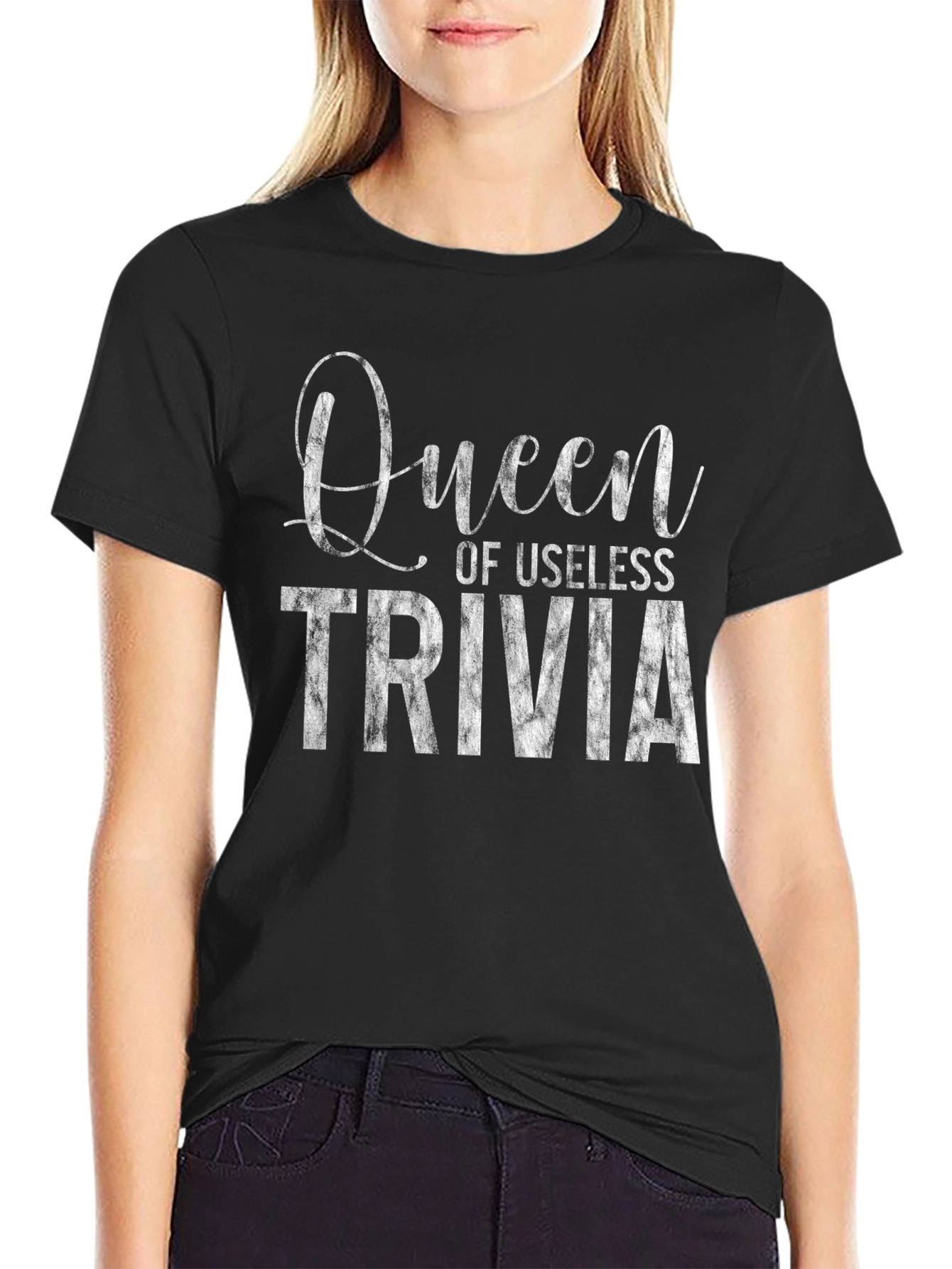 Black Queen of Useless Trivia Graphic Tee view 2