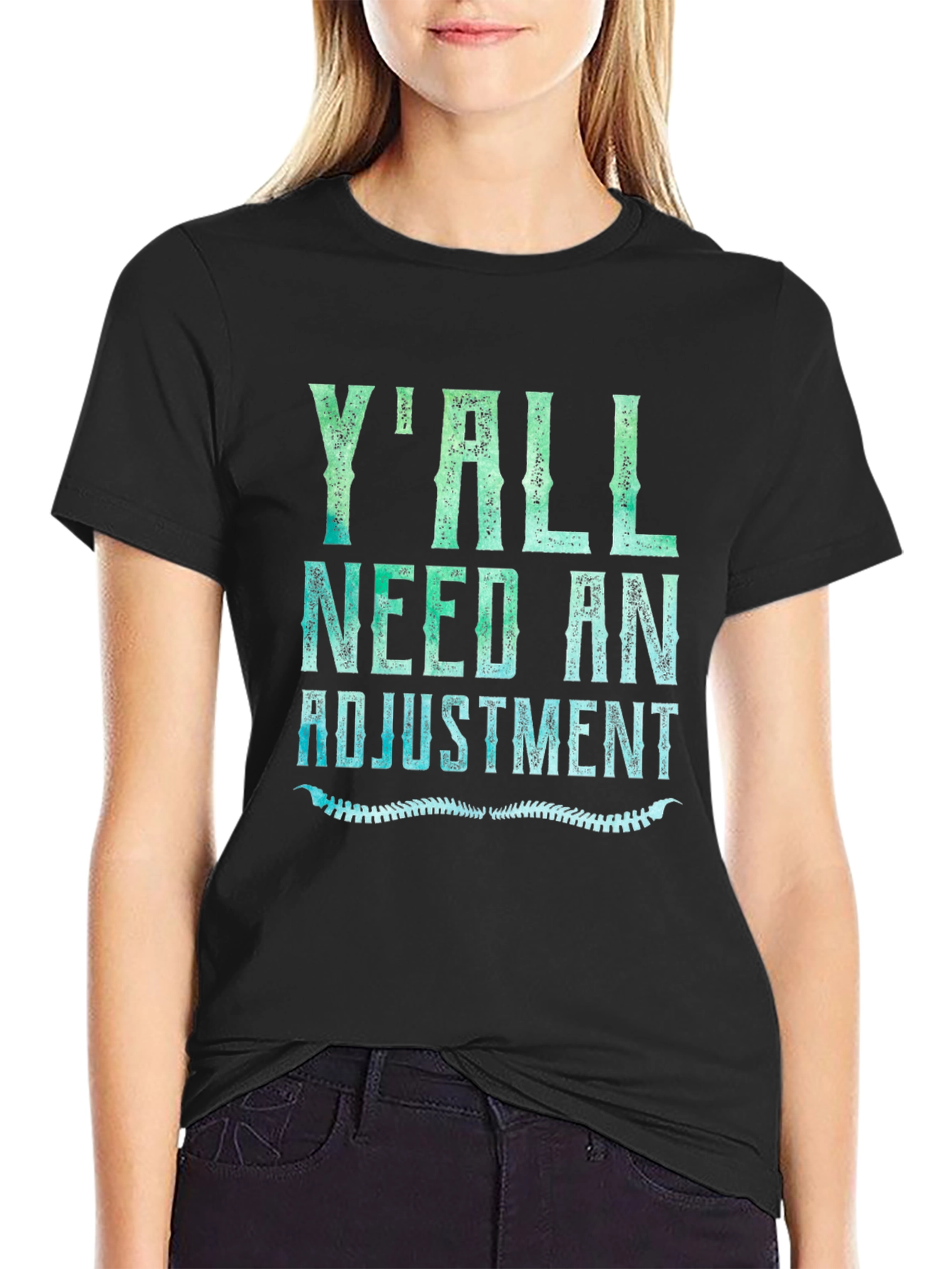 Black Y'all Need An Adjustment Black Graphic Tee view 2