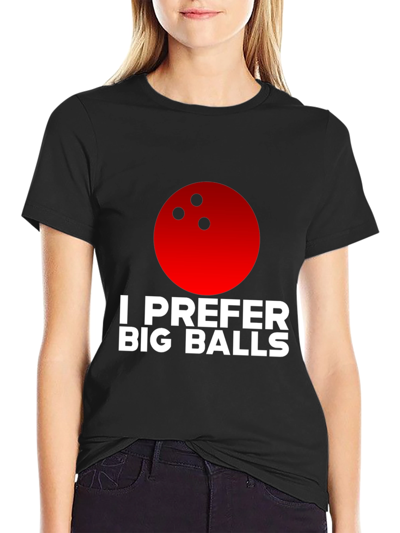 Black I Prefer Big Balls Bowling T-Shirt view 2