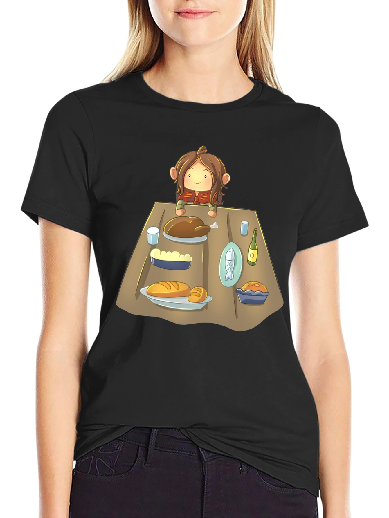 Black Hobbit Feast T-Shirt - Whimsical Lord of the Rings Apparel view 2
