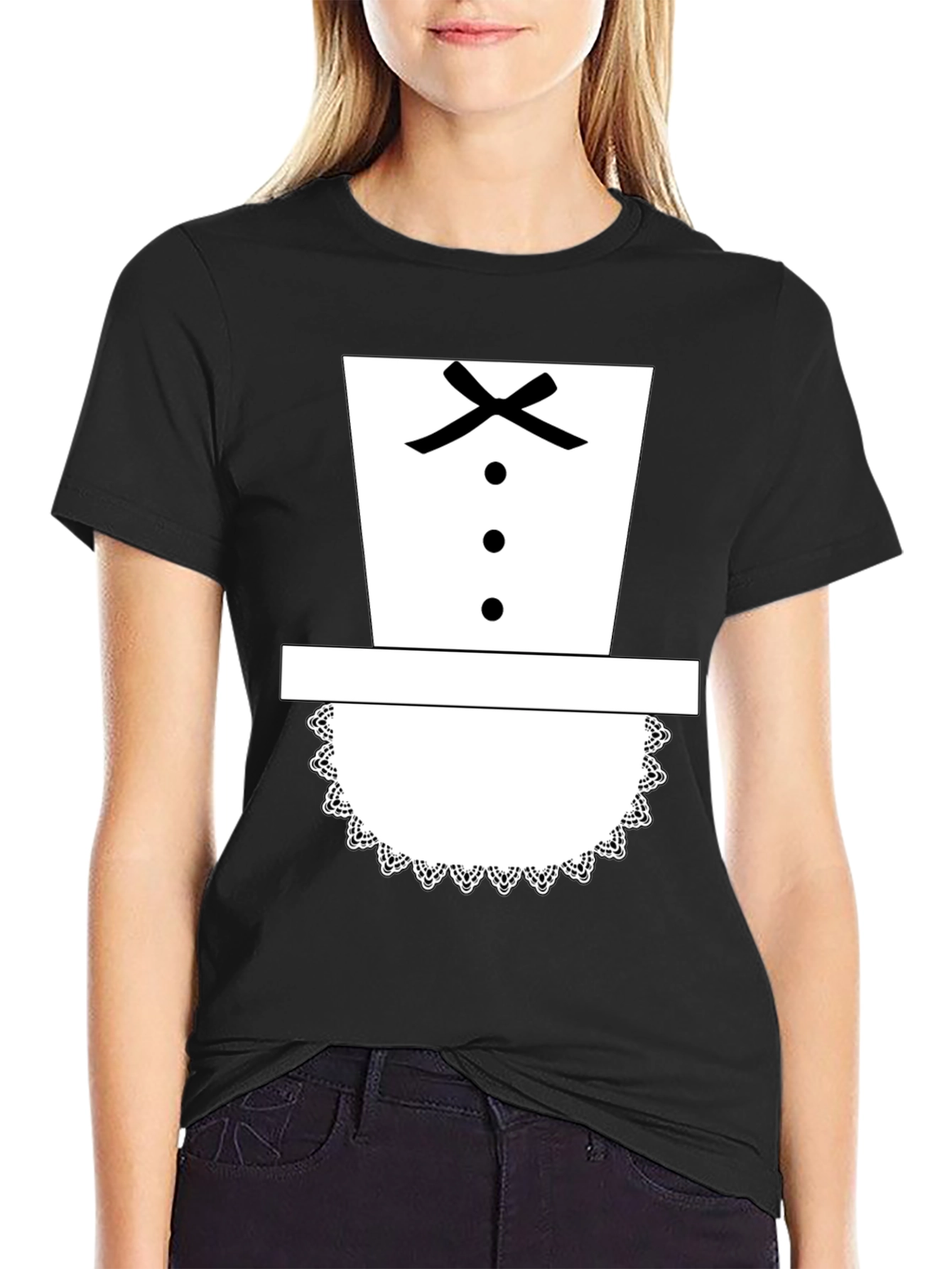 Black Maid Costume Graphic Tee - Novelty Apparel view 2