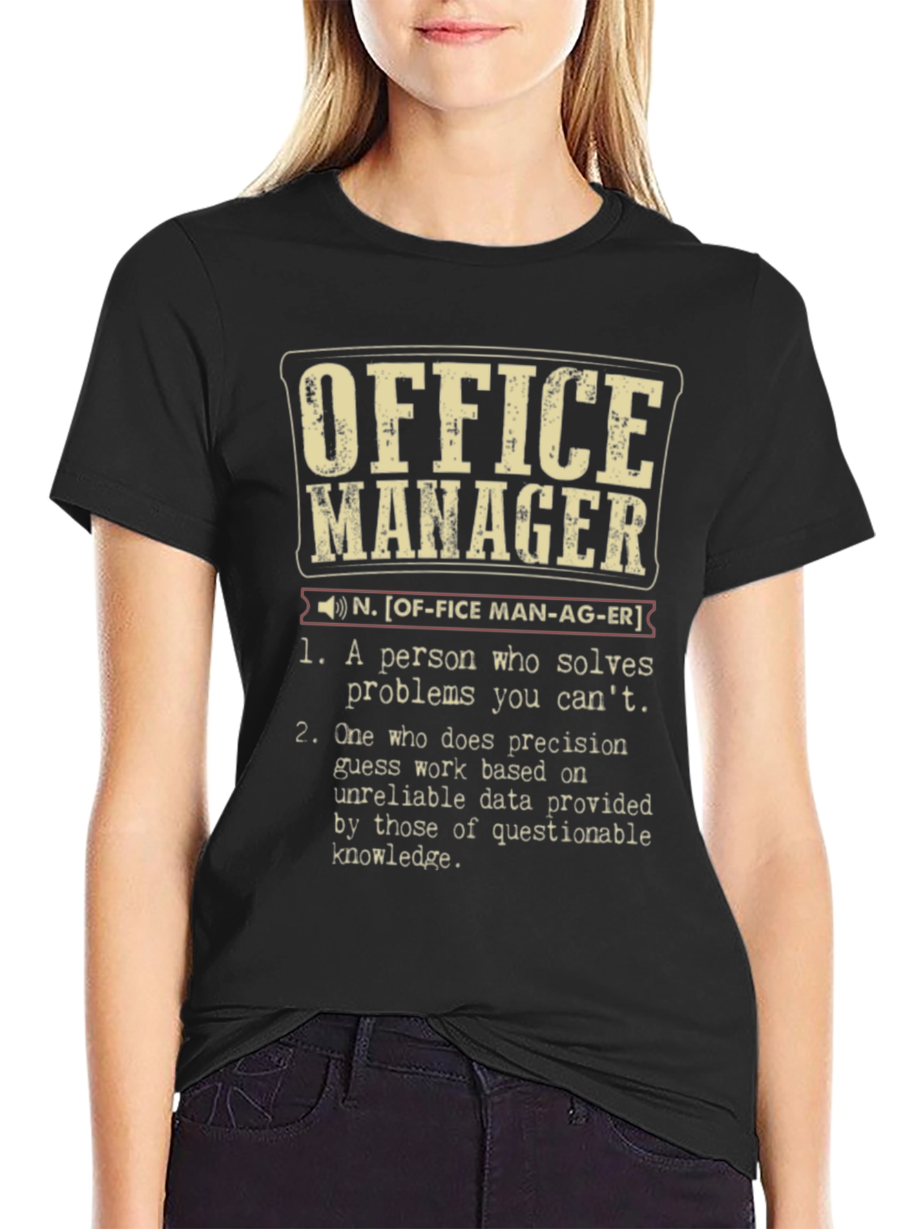 Black Office Manager Definition T-Shirt - Funny Job Gift view 2
