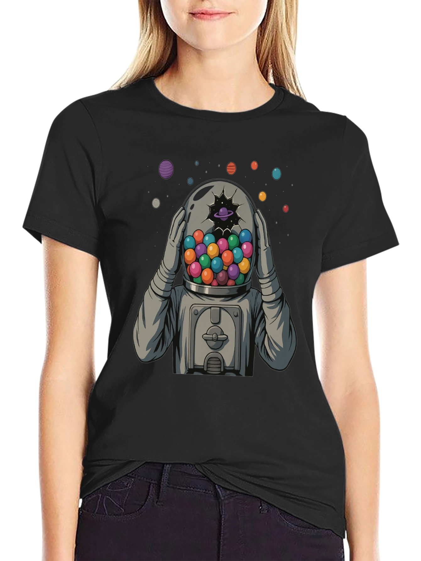 Black Astronaut Gumball Head Graphic Tee view 2