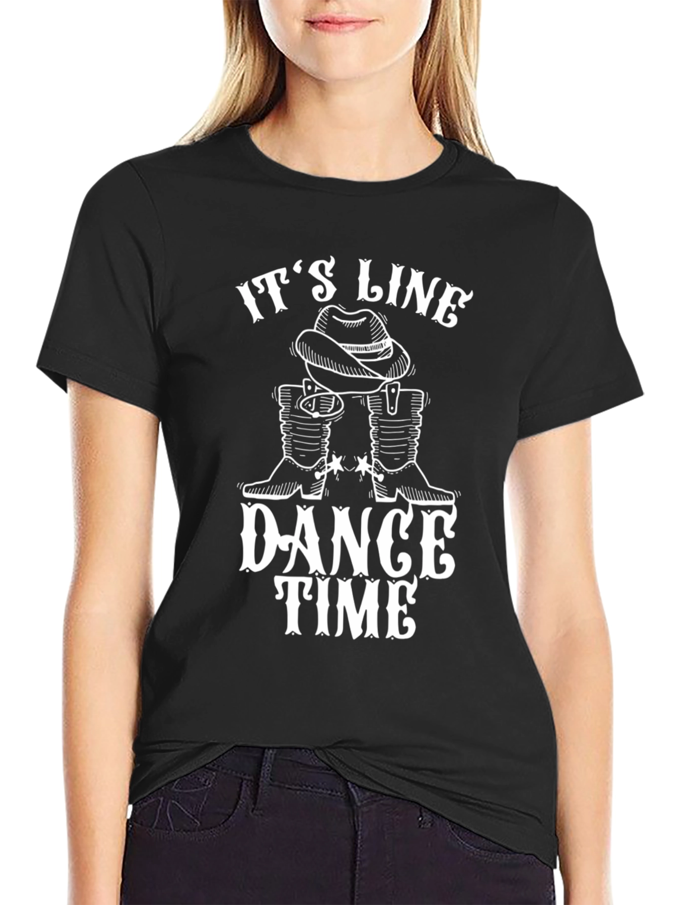 Black It's Line Dance Time Graphic Tee view 2