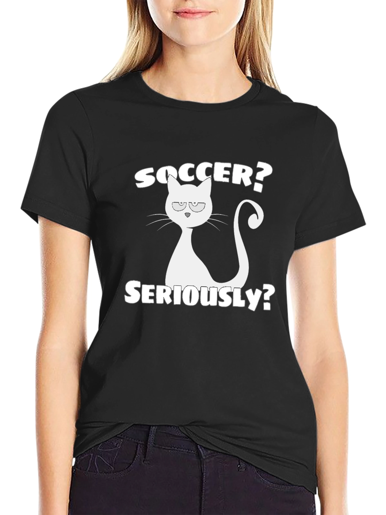 Black Soccer? Seriously? Cat Graphic T-Shirt view 2
