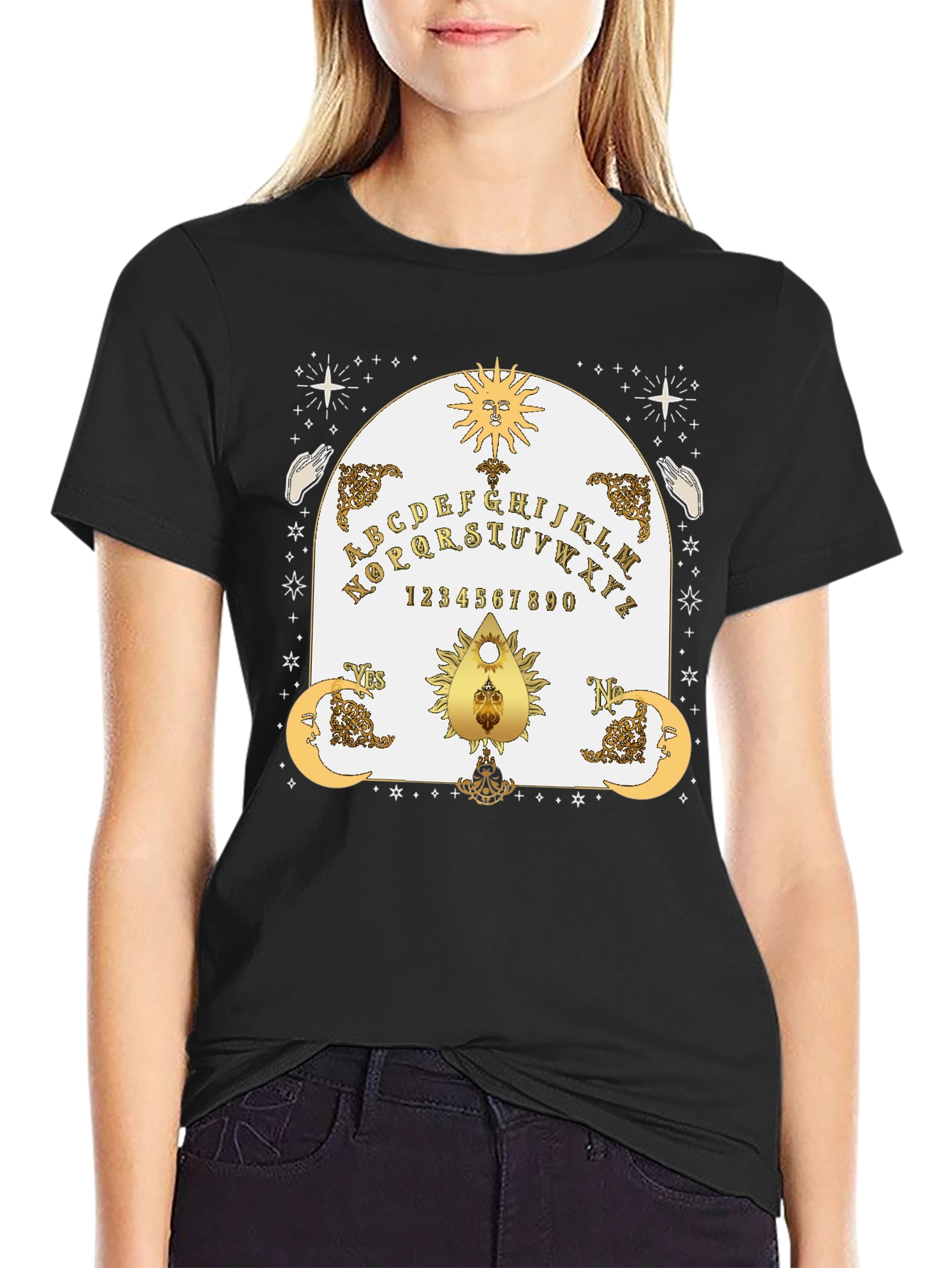Black Ouija Board Graphic T-Shirt view 2