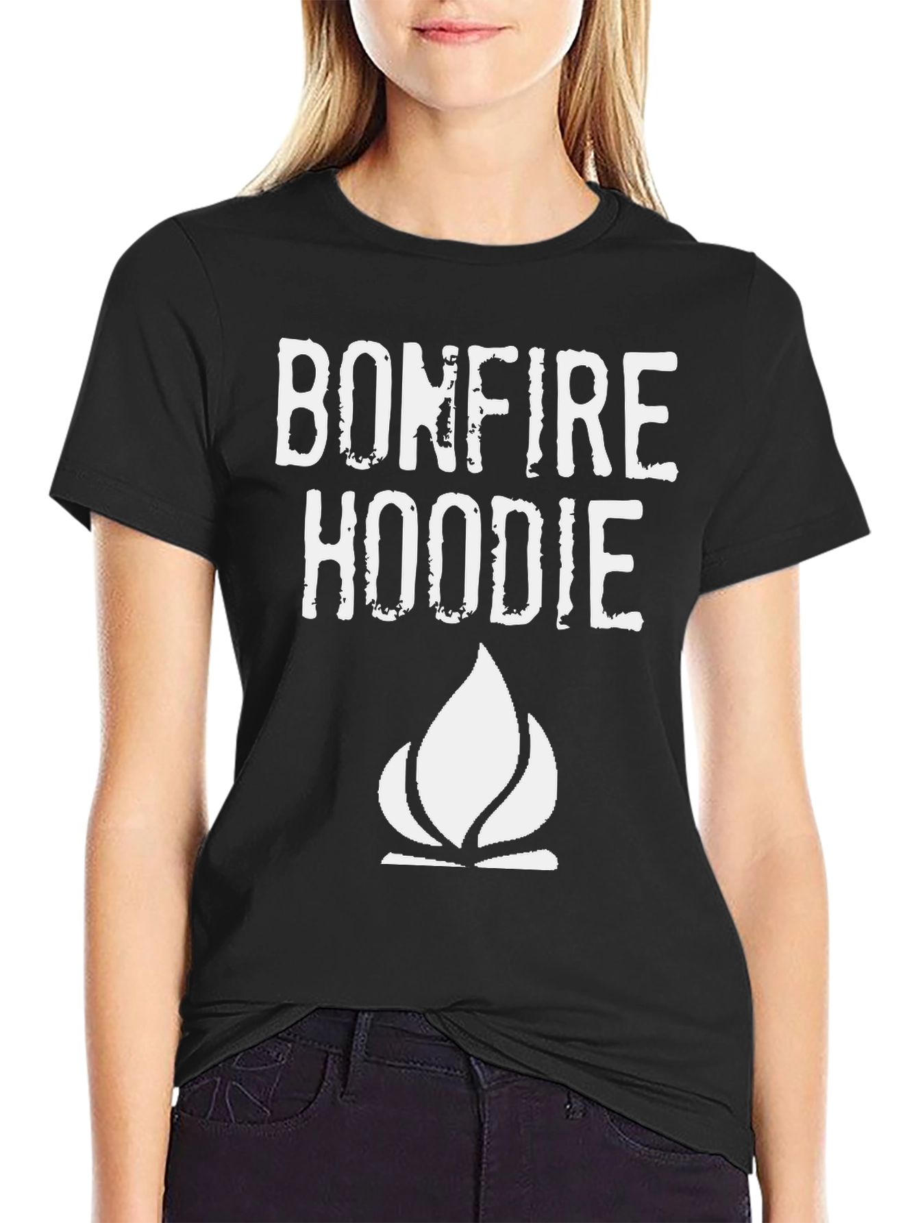 Black Bonfire Hoodie Graphic T-Shirt - Black view 2