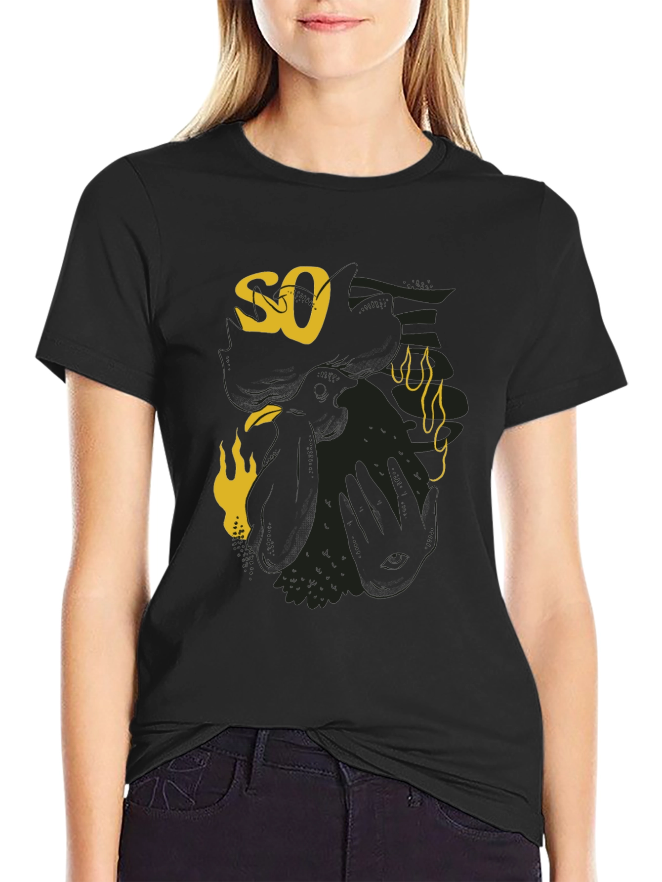 Black Graphic Print Men's Black Tee view 2