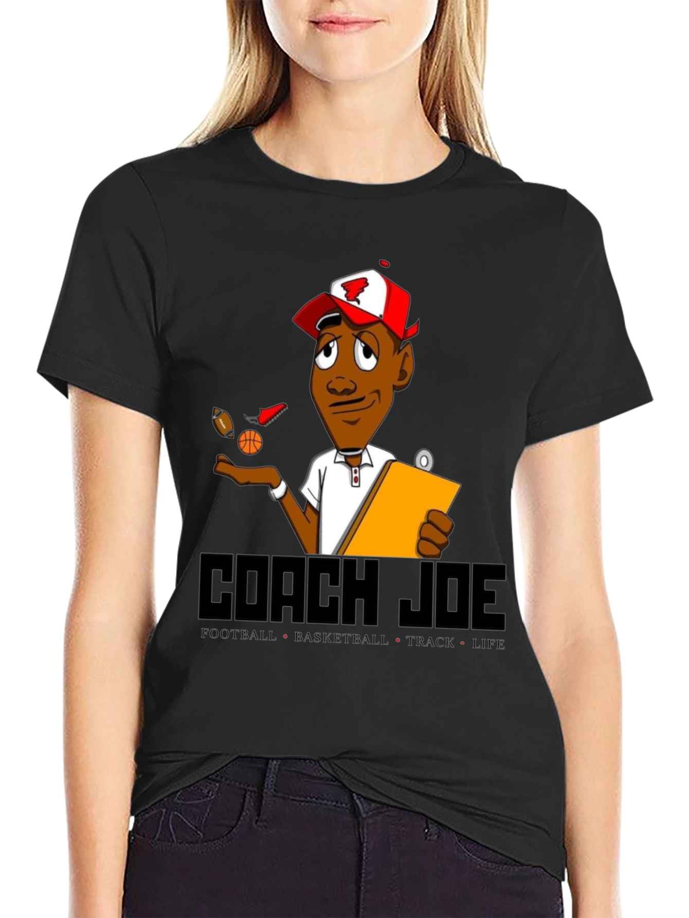 Black Coach Joe T-Shirt: Football, Basketball, Track, Life view 2