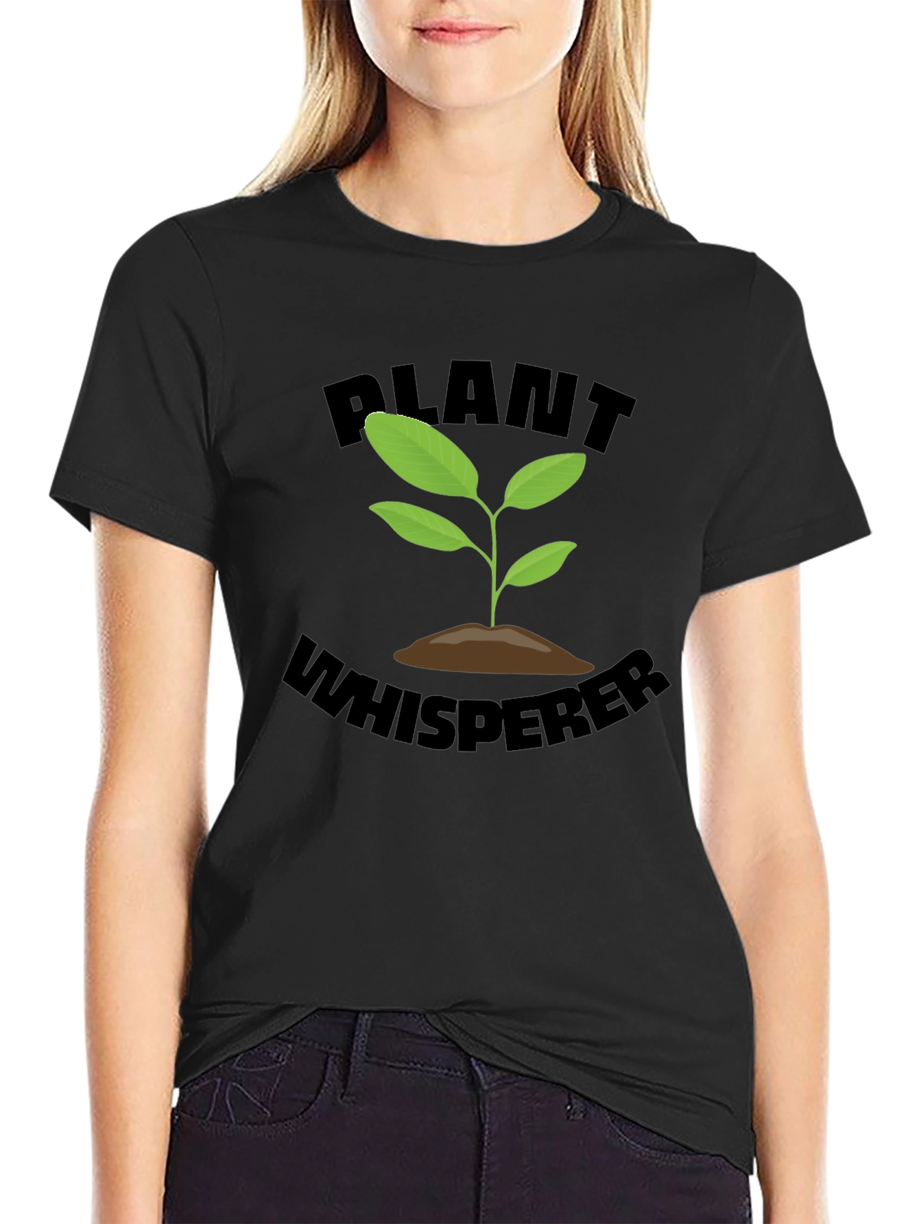 Black Plant Whisperer Black T-Shirt - Gardening Tee view 2
