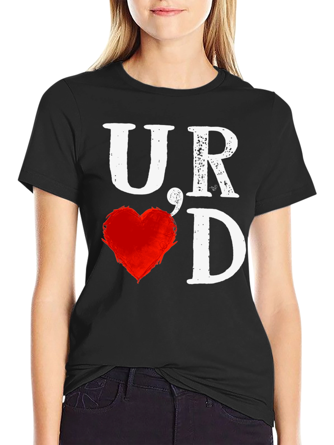 Black U Heart D T-Shirt - Bold Graphic Tee view 2