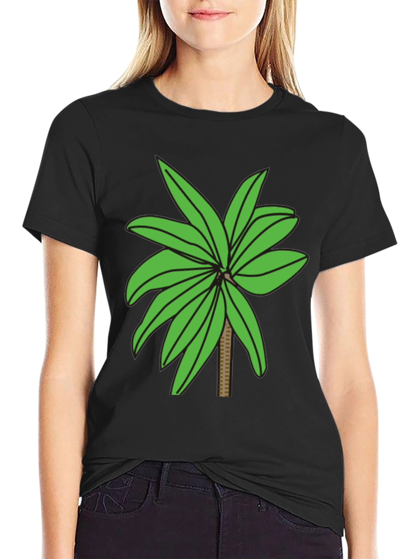 Black Tropical Palm Tree Graphic T-Shirt view 2