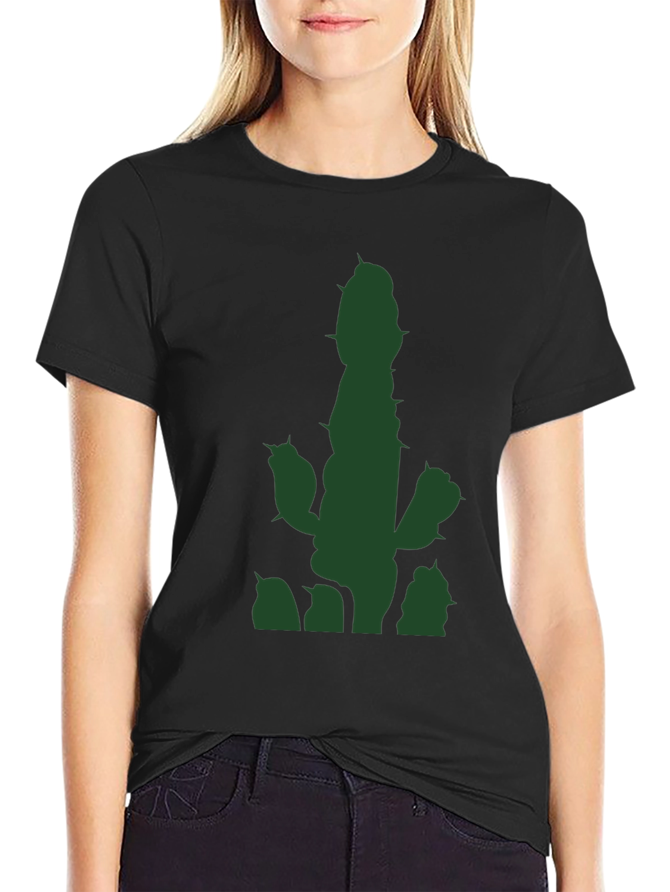 Black Cactus Graphic T-Shirt - Black Casual Tee view 2