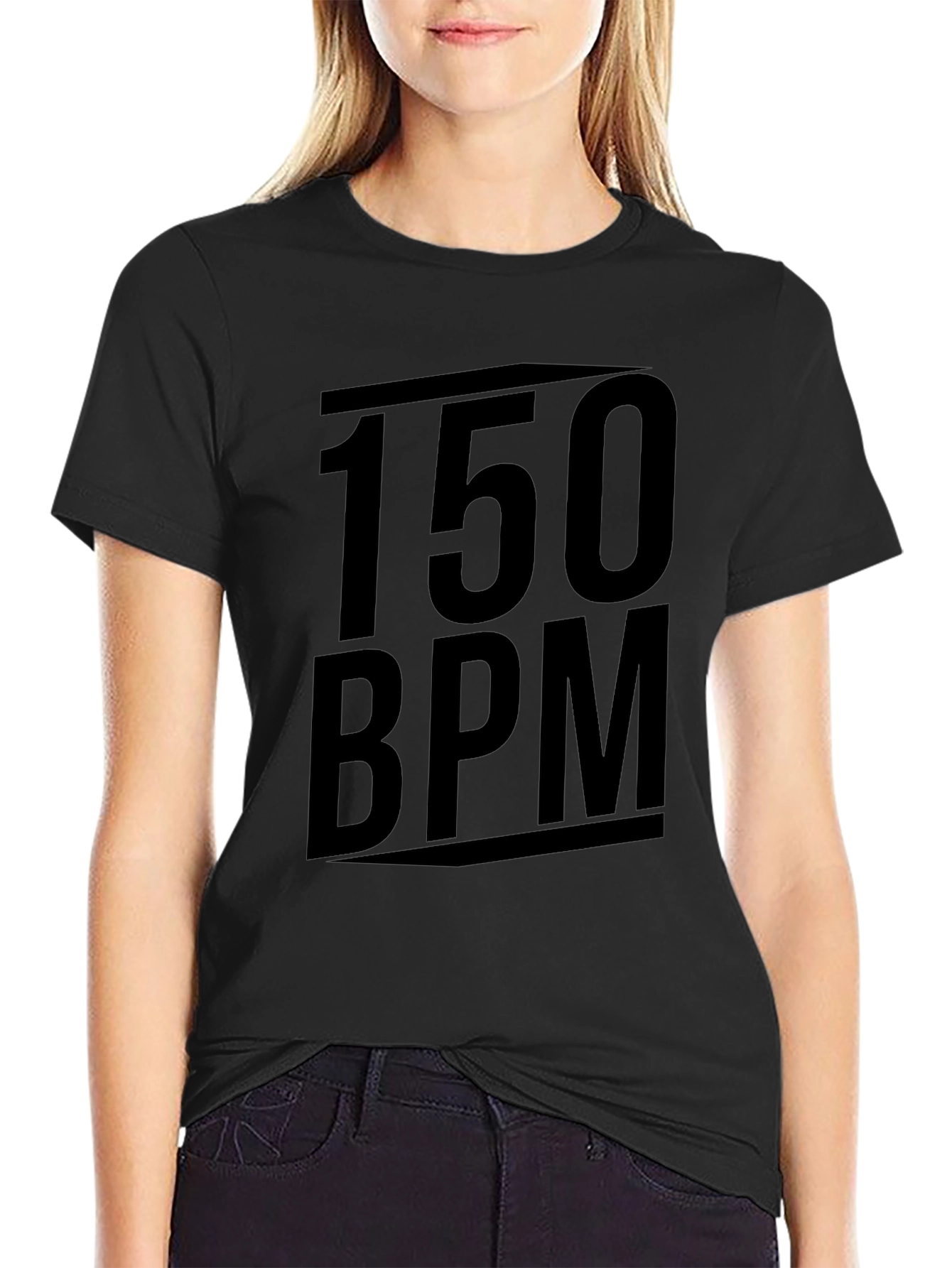 Black 150 BPM Black Graphic Tee - Music Lover Shirt view 2