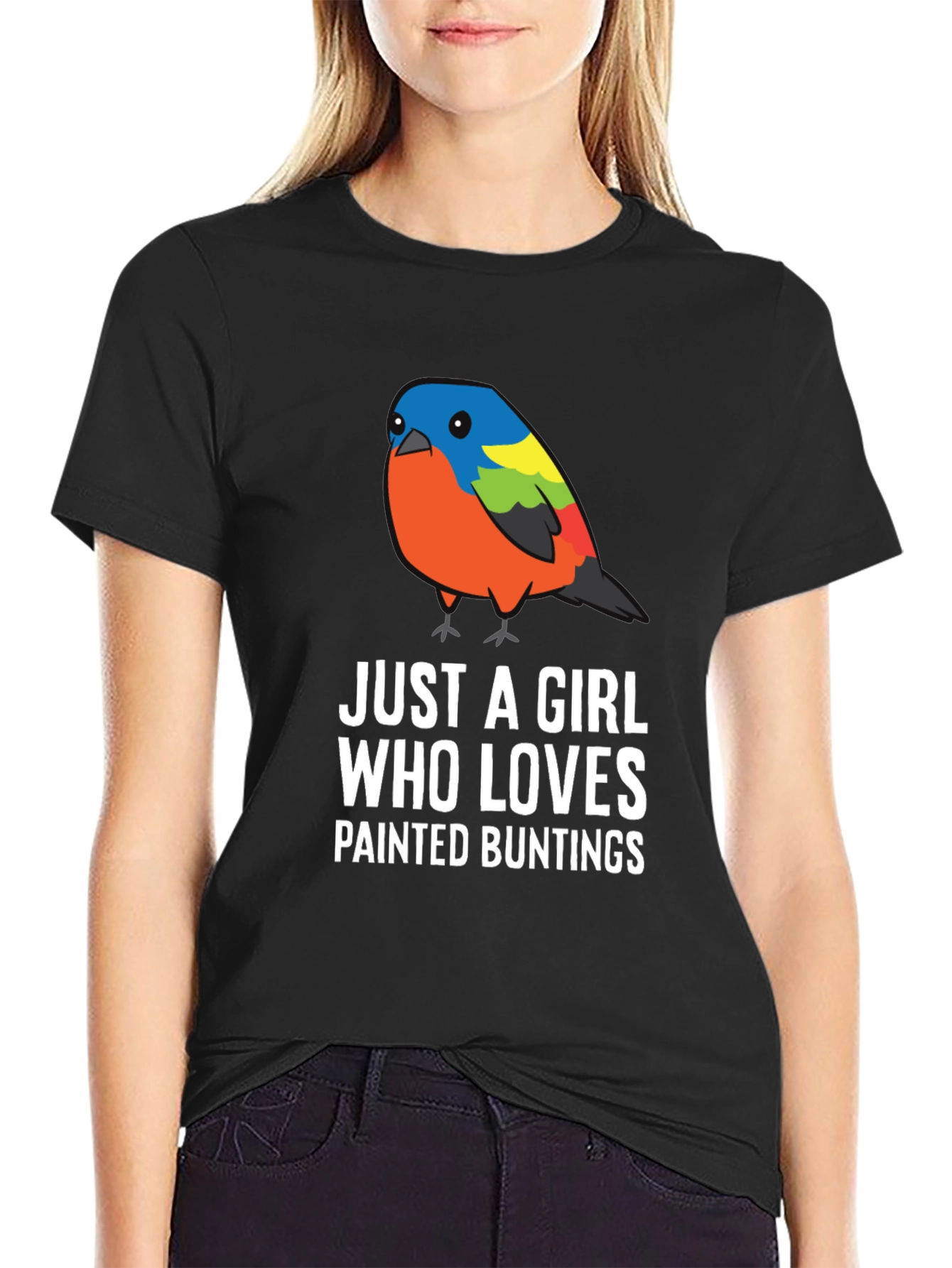 Black Painted Bunting Lover T-Shirt view 2