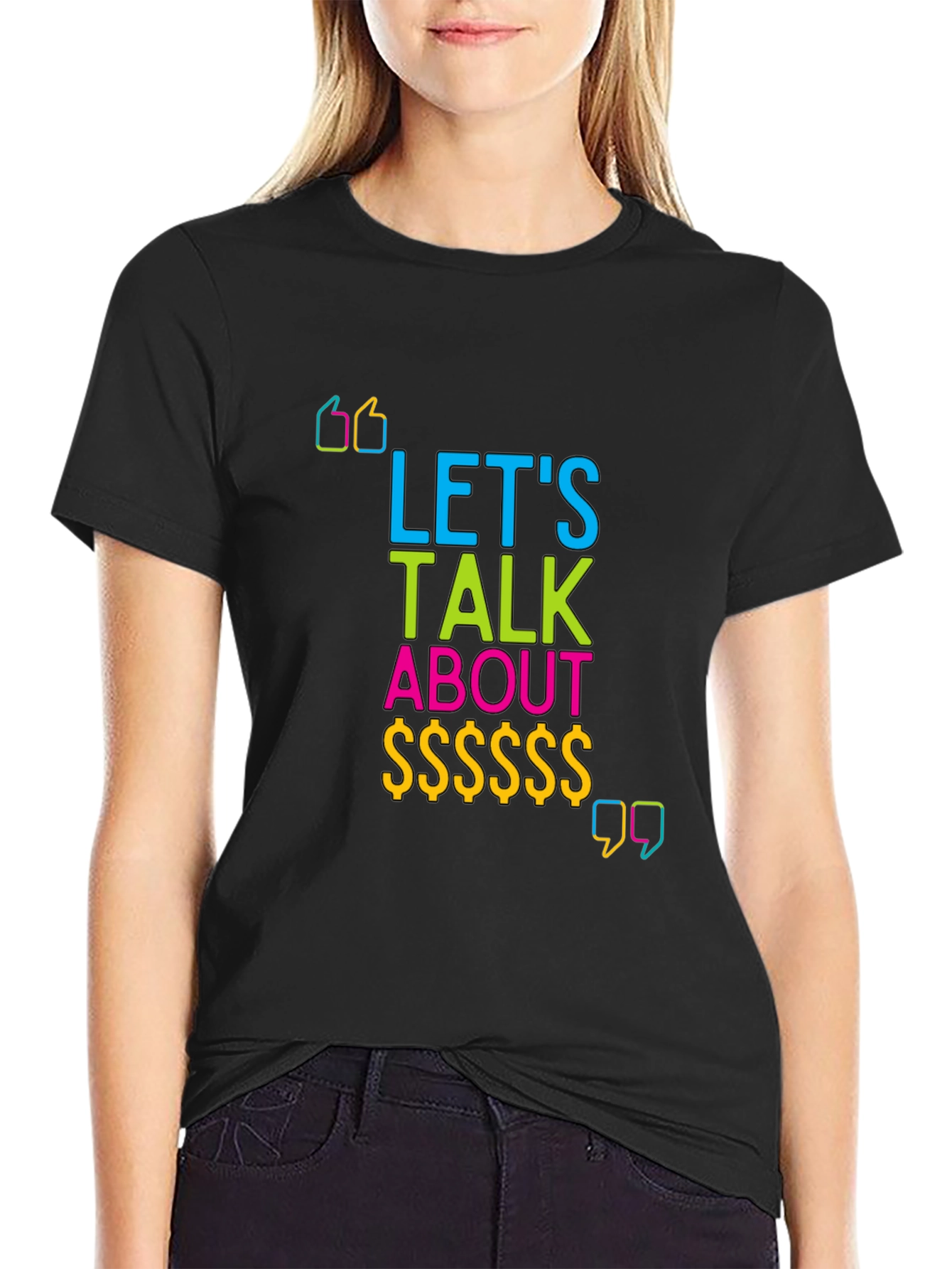 Black Let's Talk About Money Graphic T-Shirt view 2