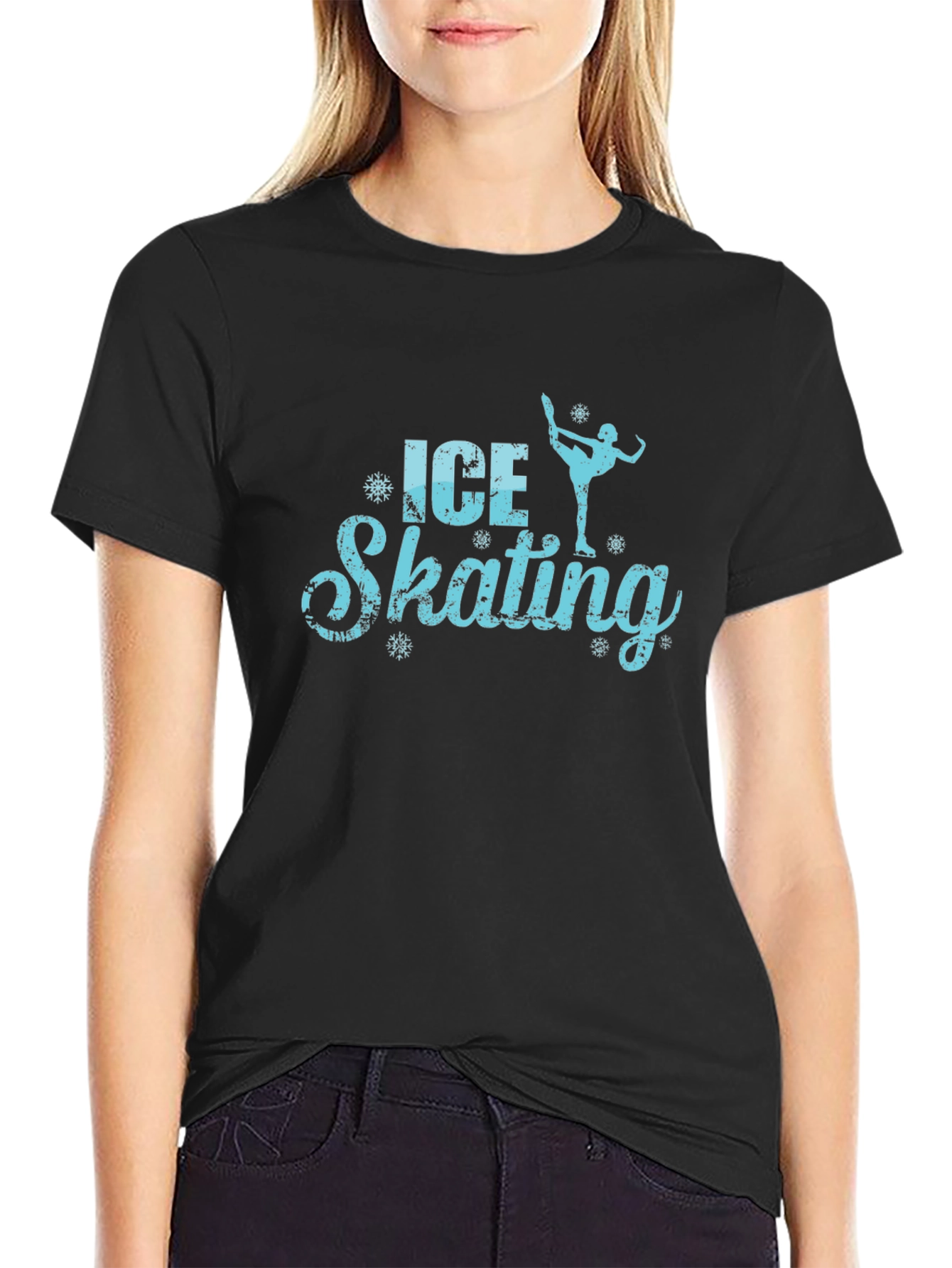 Black Ice Skating Graphic Black T-Shirt view 2