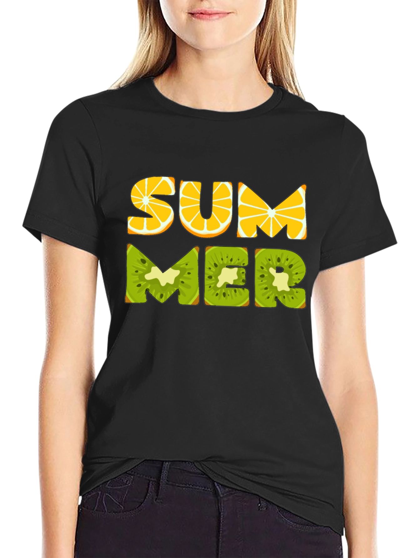 Black Summer Fruit T-Shirt - Fresh & Fun Design view 2