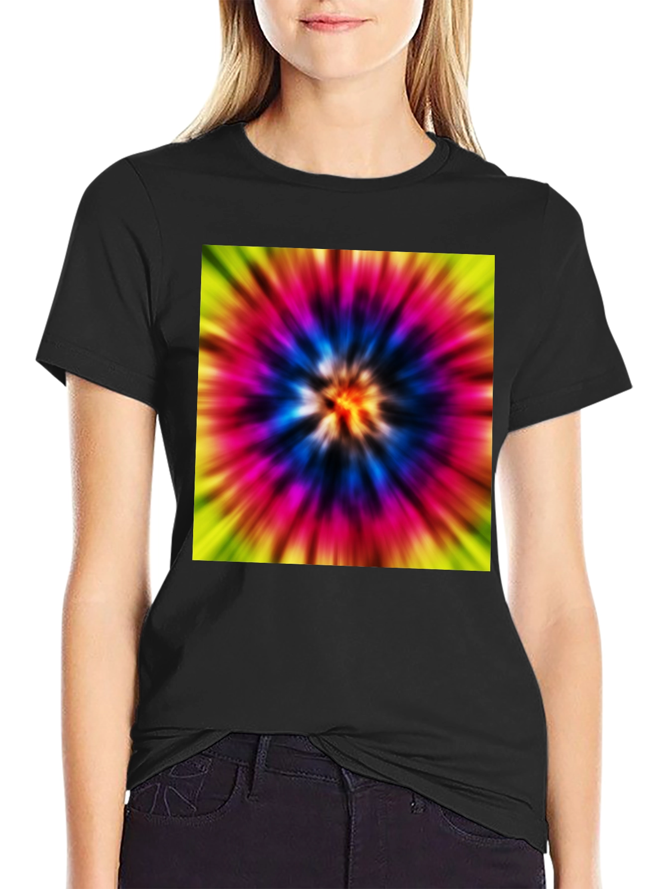 Black Tie-Dye Graphic Black T-Shirt view 2
