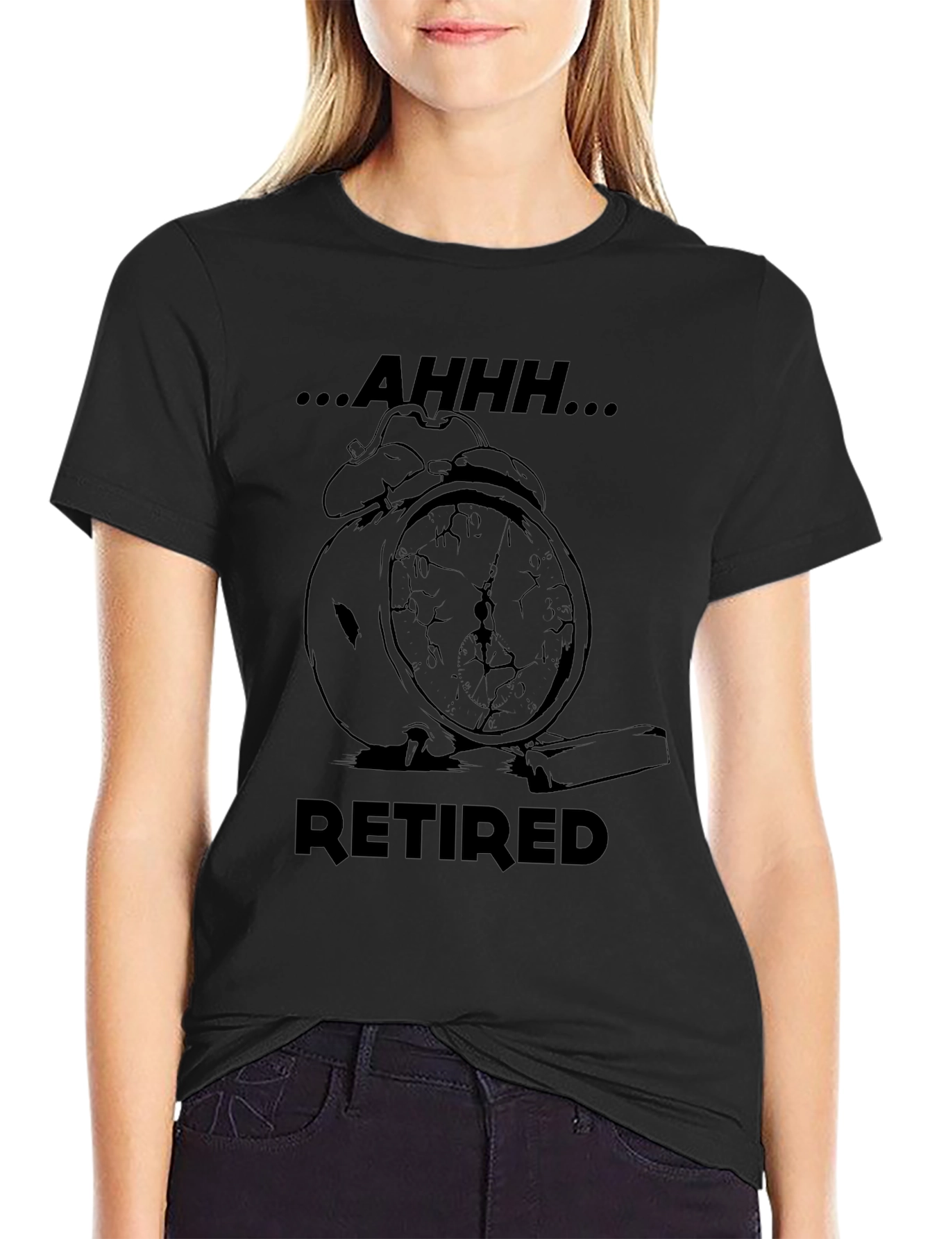 Black Relaxed Retired T-Shirt - Freedom From the Alarm Clock view 2