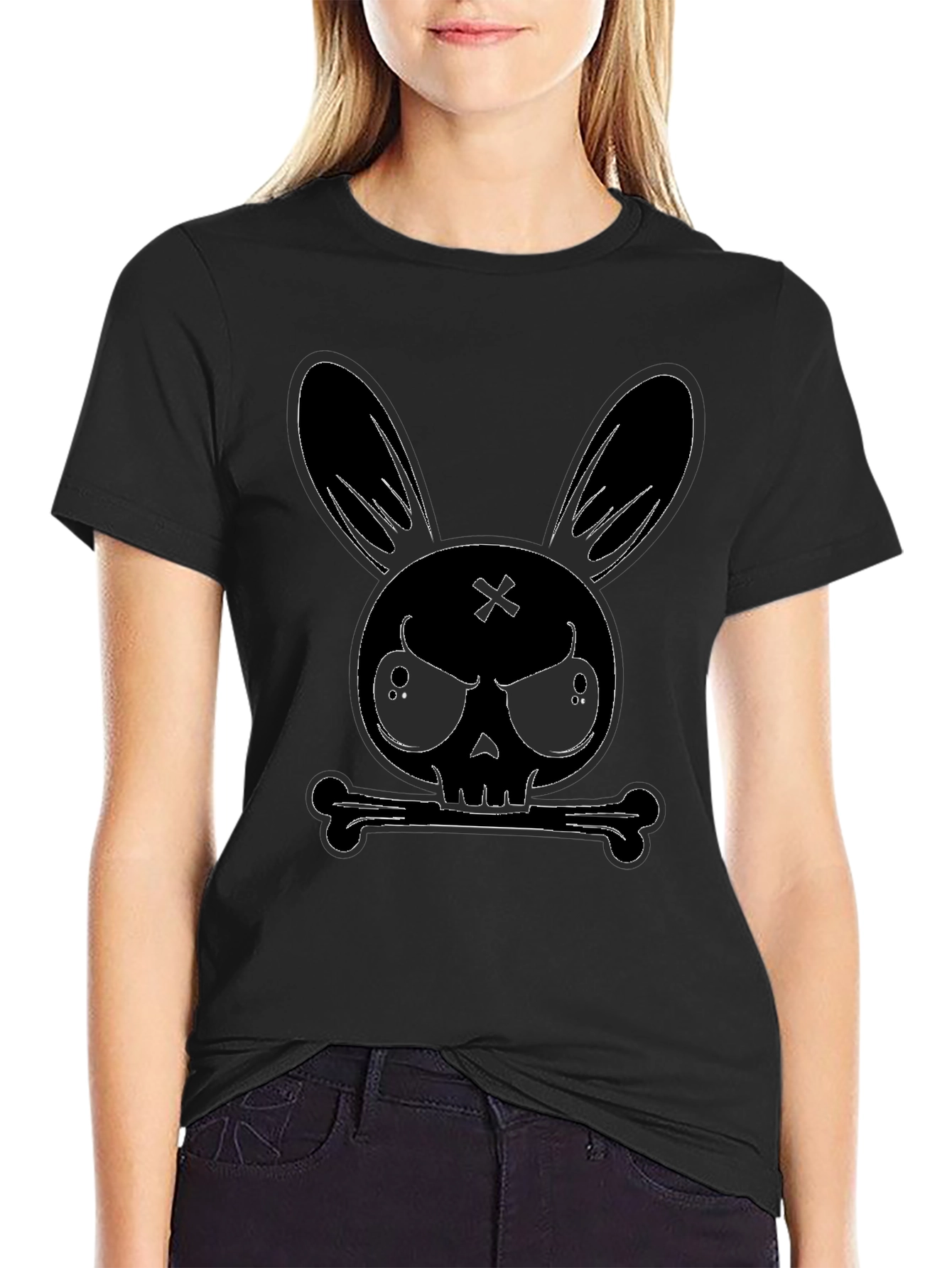 Black Skull Bunny Graphic T-Shirt - Mens view 2
