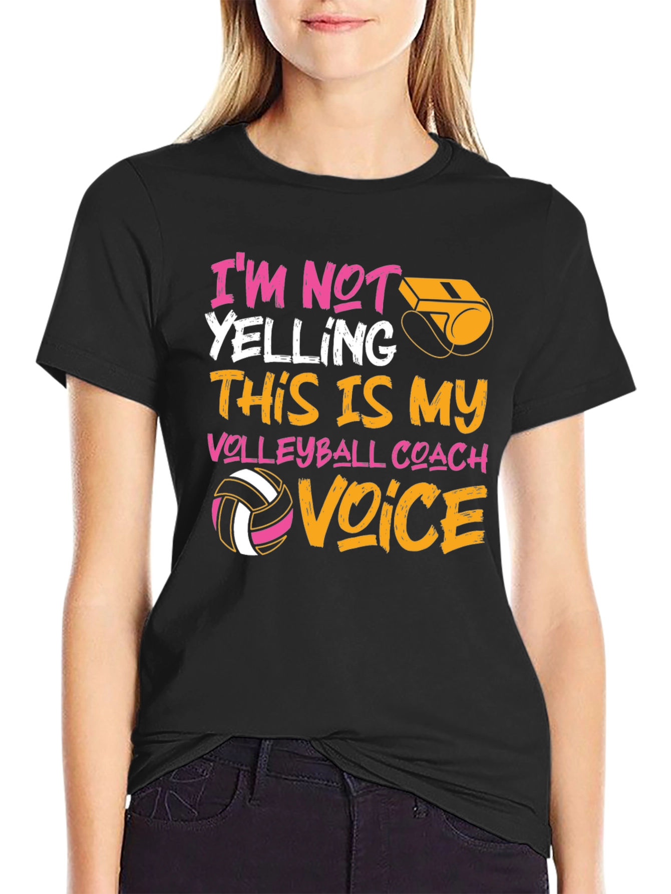 Black Volleyball Coach Novelty Graphic T-Shirt view 2