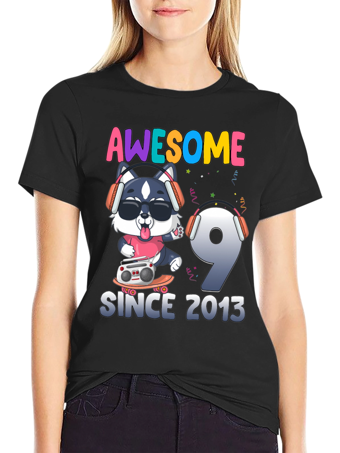 Black Awesome Since 2013 T-Shirt view 2