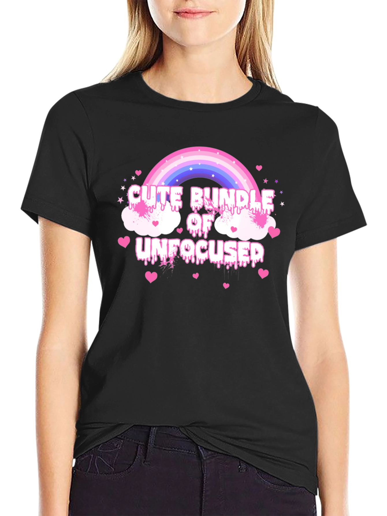 Black Cute Bundle Of Unfocused Black T-Shirt view 2