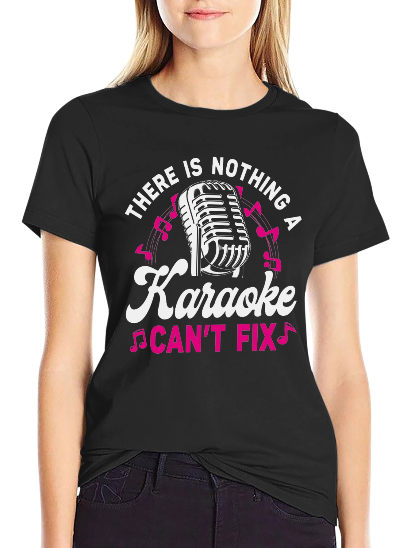 Black Karaoke Fix T-Shirt - Music Lover Tee view 2