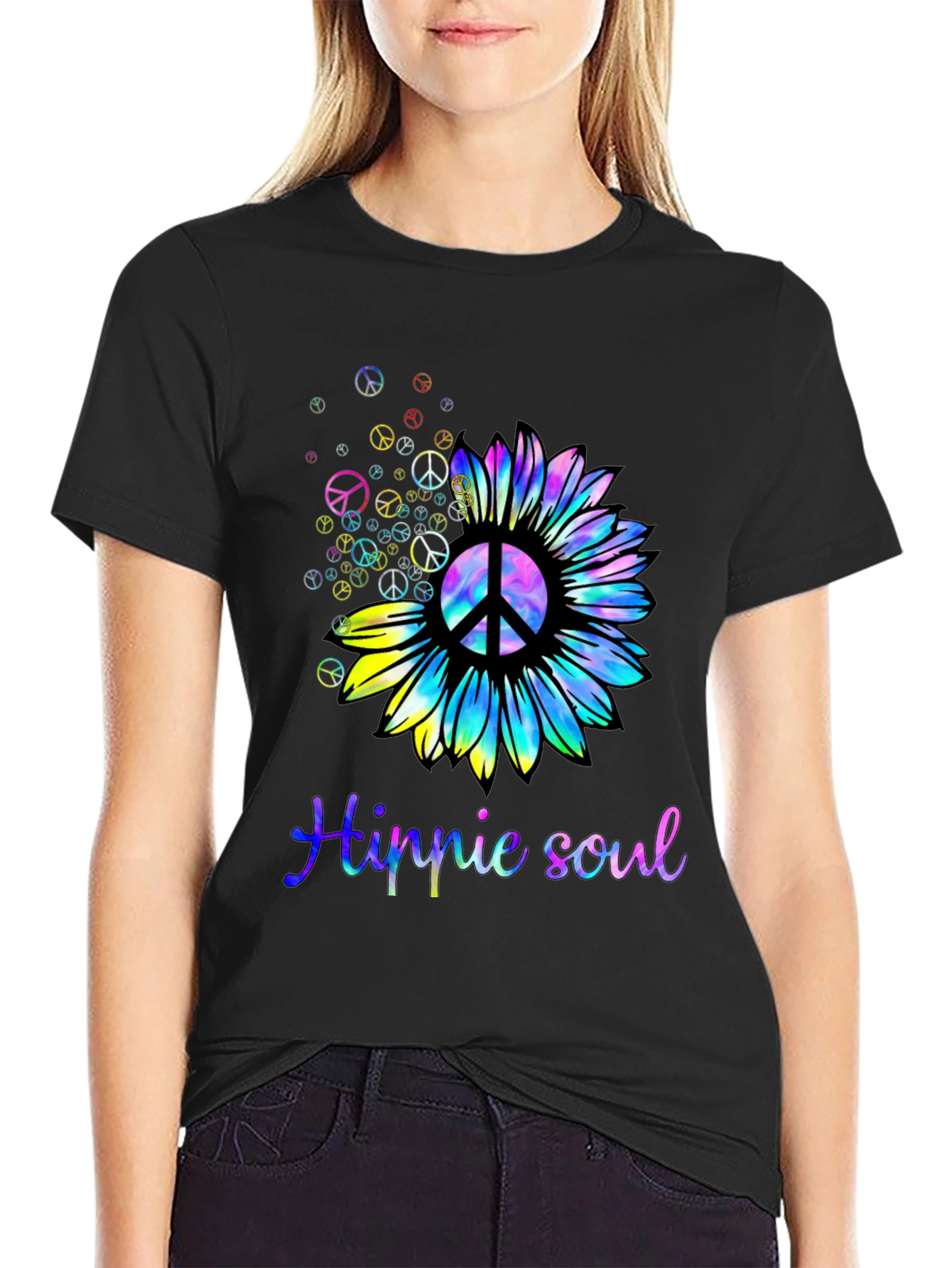 Black Hippie Soul Sunflower Graphic Tee view 2