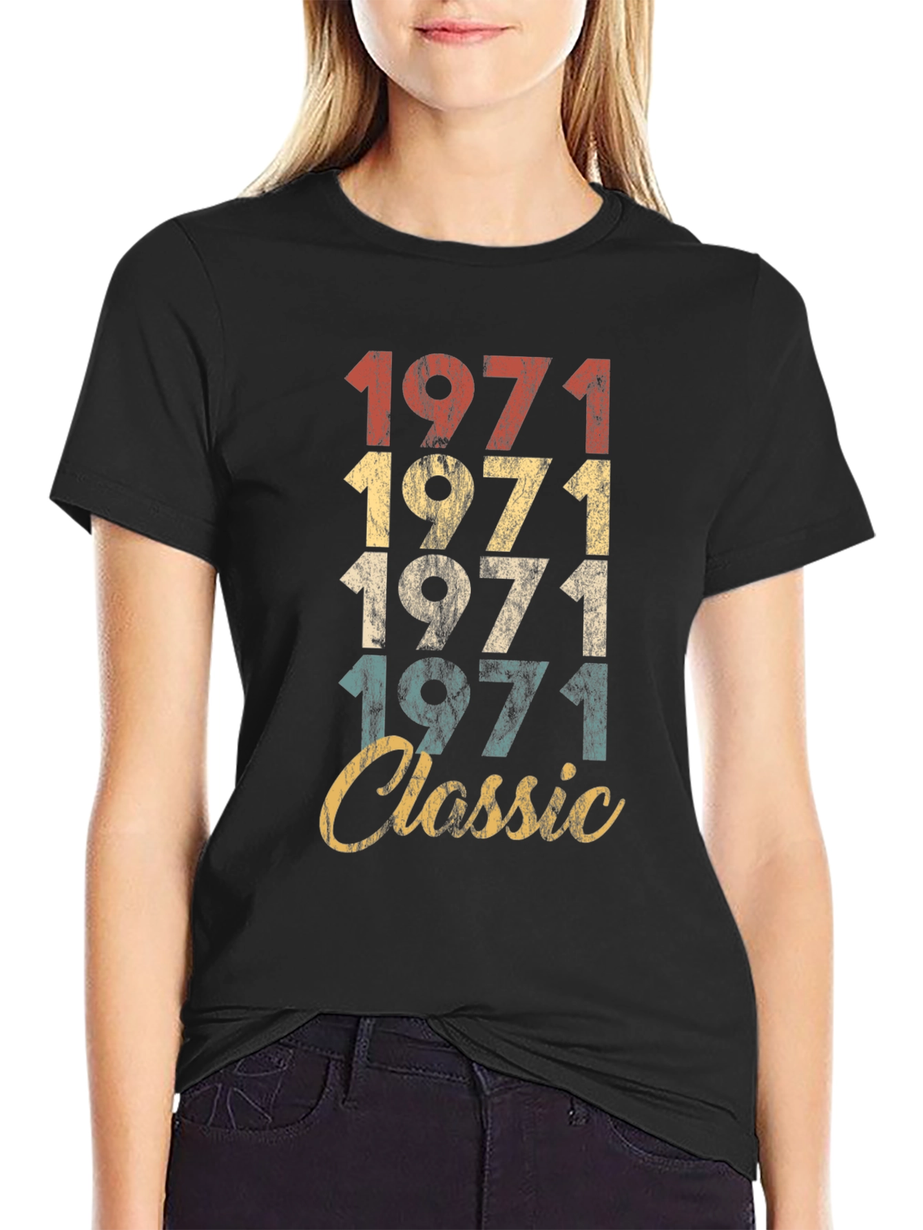 Black Vintage 1971 Classic Birthday T-Shirt view 2