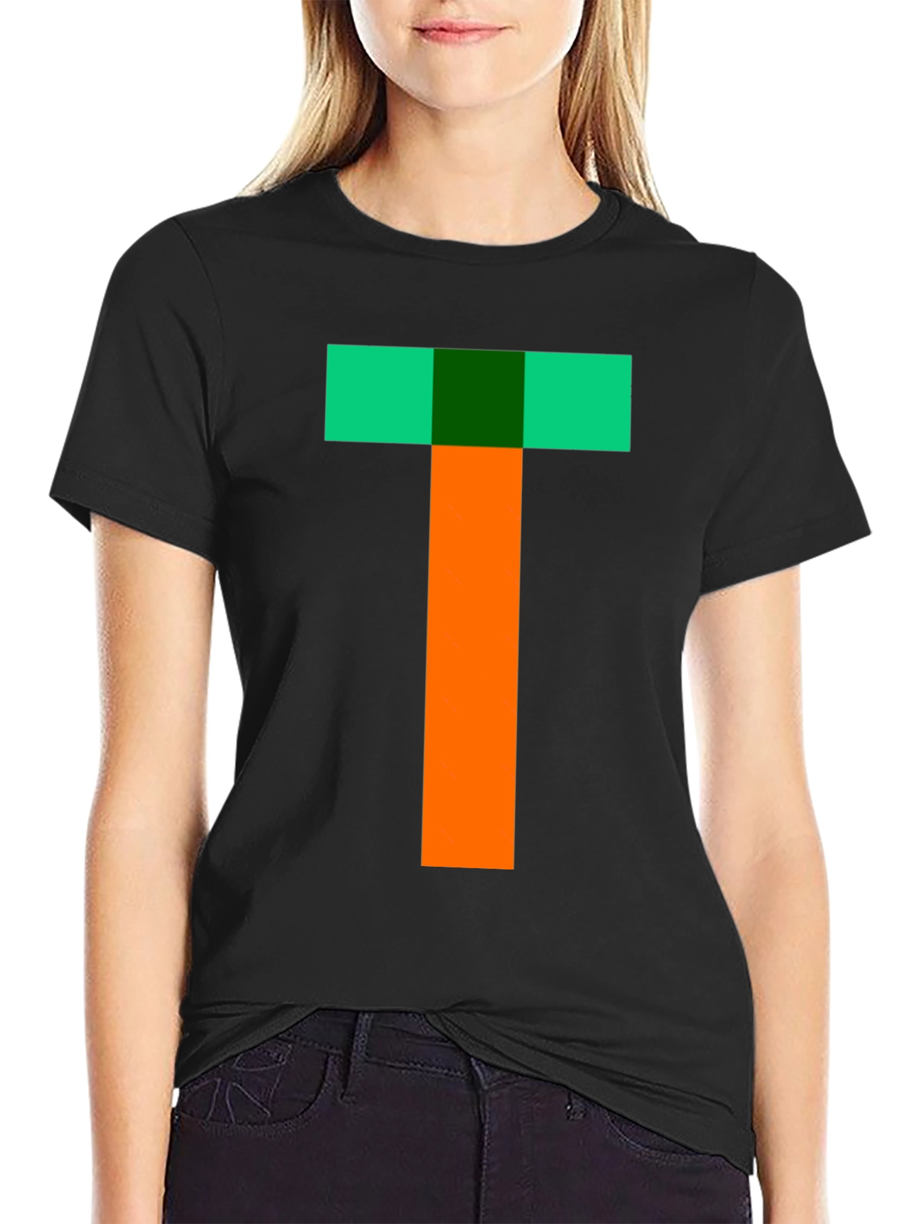 Black Pixelated T Shirt - Cool Retro Gaming Style Tee view 2