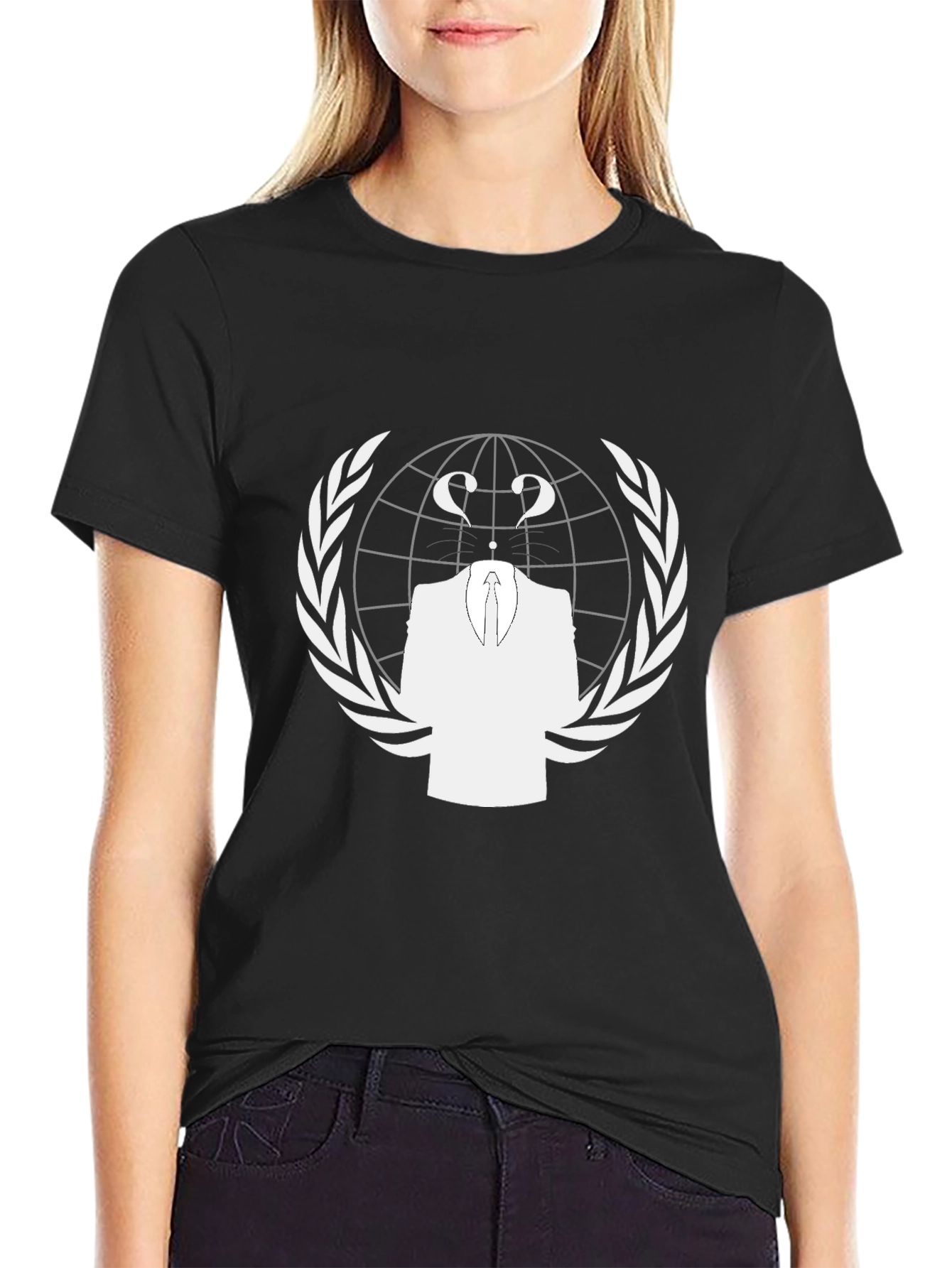 Anonymous Question Mark Suit Graphic Tee - Black - 2